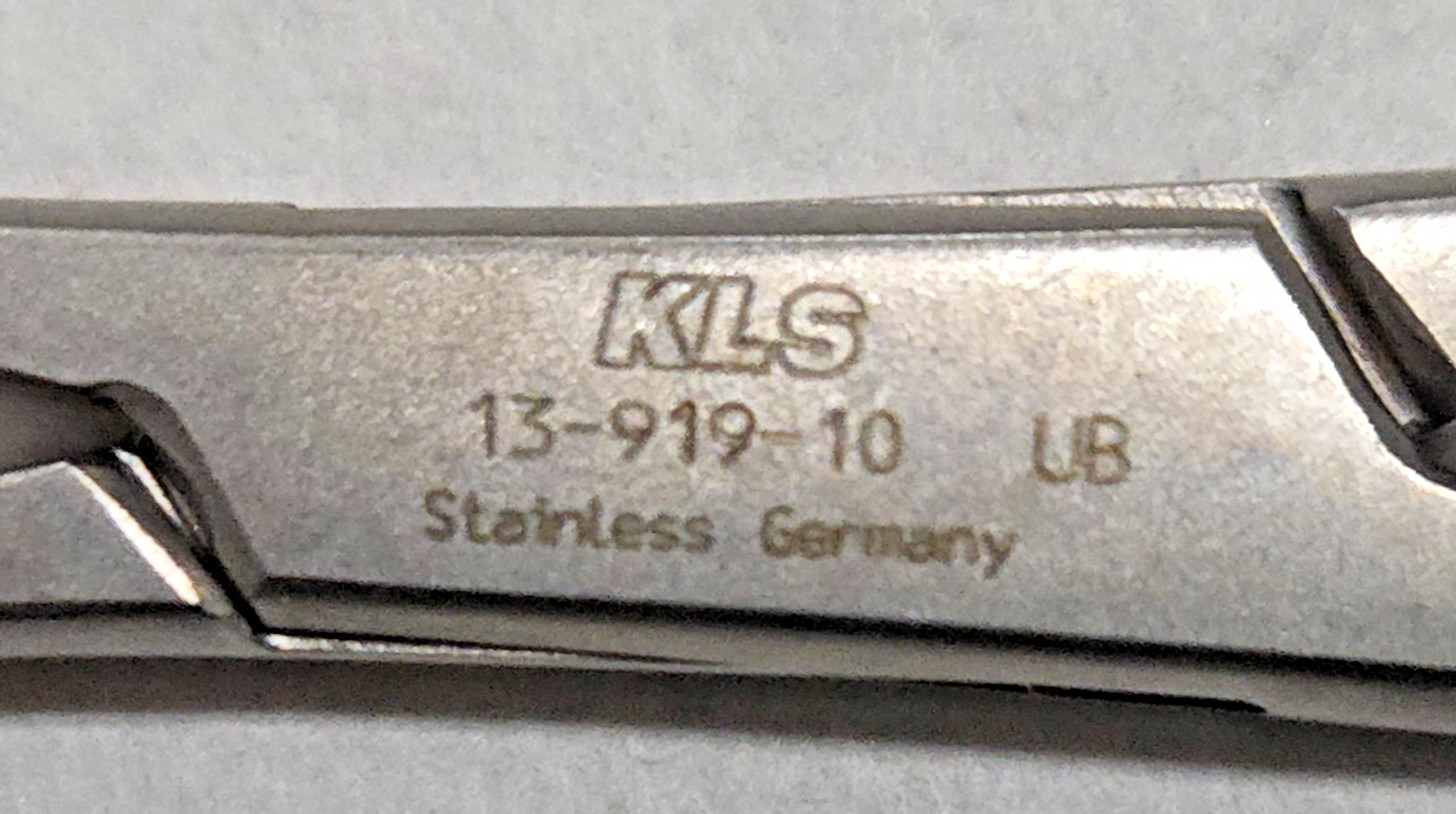 LOT of 3 KLS Martin 13-919-10 LORNA TOWEL FORCEPS, Curved, Toothed, 4″