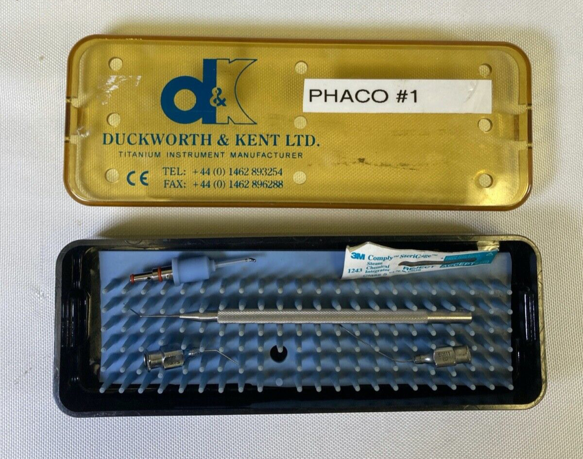 4 Piece Katena Storz Phaco #1 Tray Irrigation Aspiration Tips Fenzl Hook w/ Case