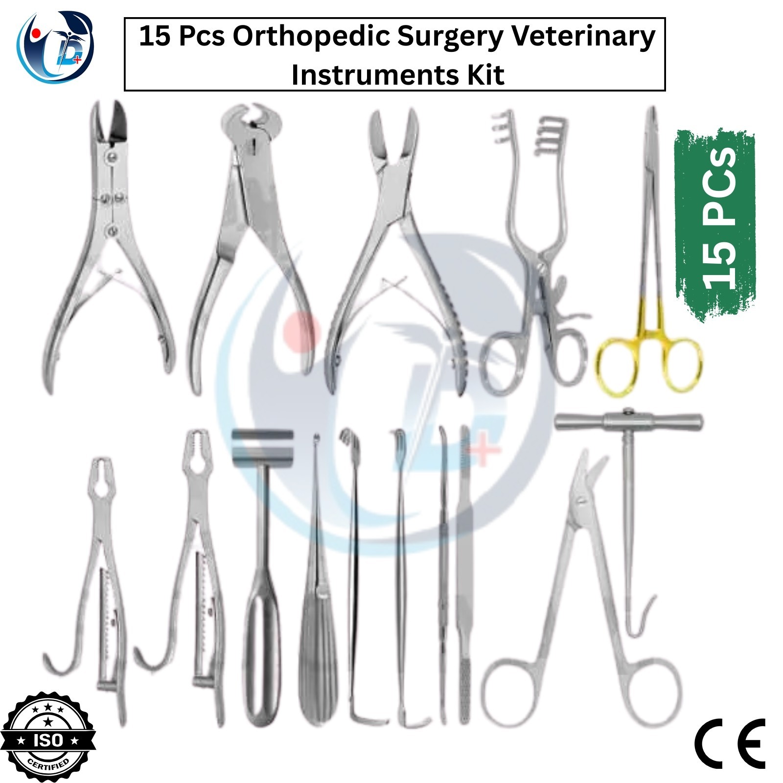15 Pcs Orthopedic Surgery Veterinary Instruments Kit German Grade Surgical Set