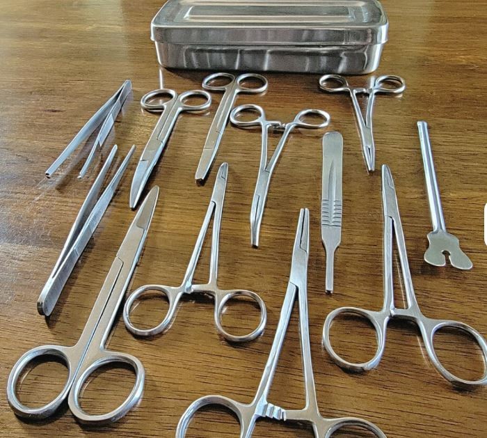 Set of 13 Pieces Basic Minor Surgery Kit Steel Box Surgical Instruments