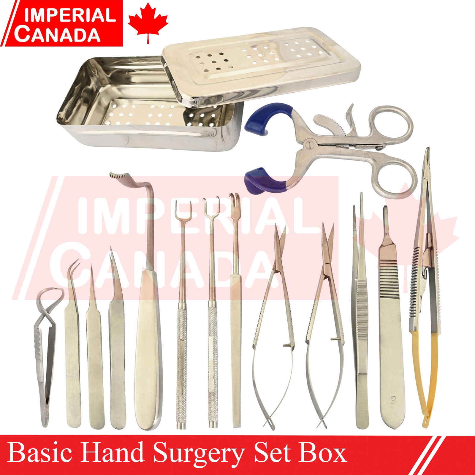 Basic Hand Surgery Set Box Dissecting Micro Scissors Skin Retractor Twee DS-2375