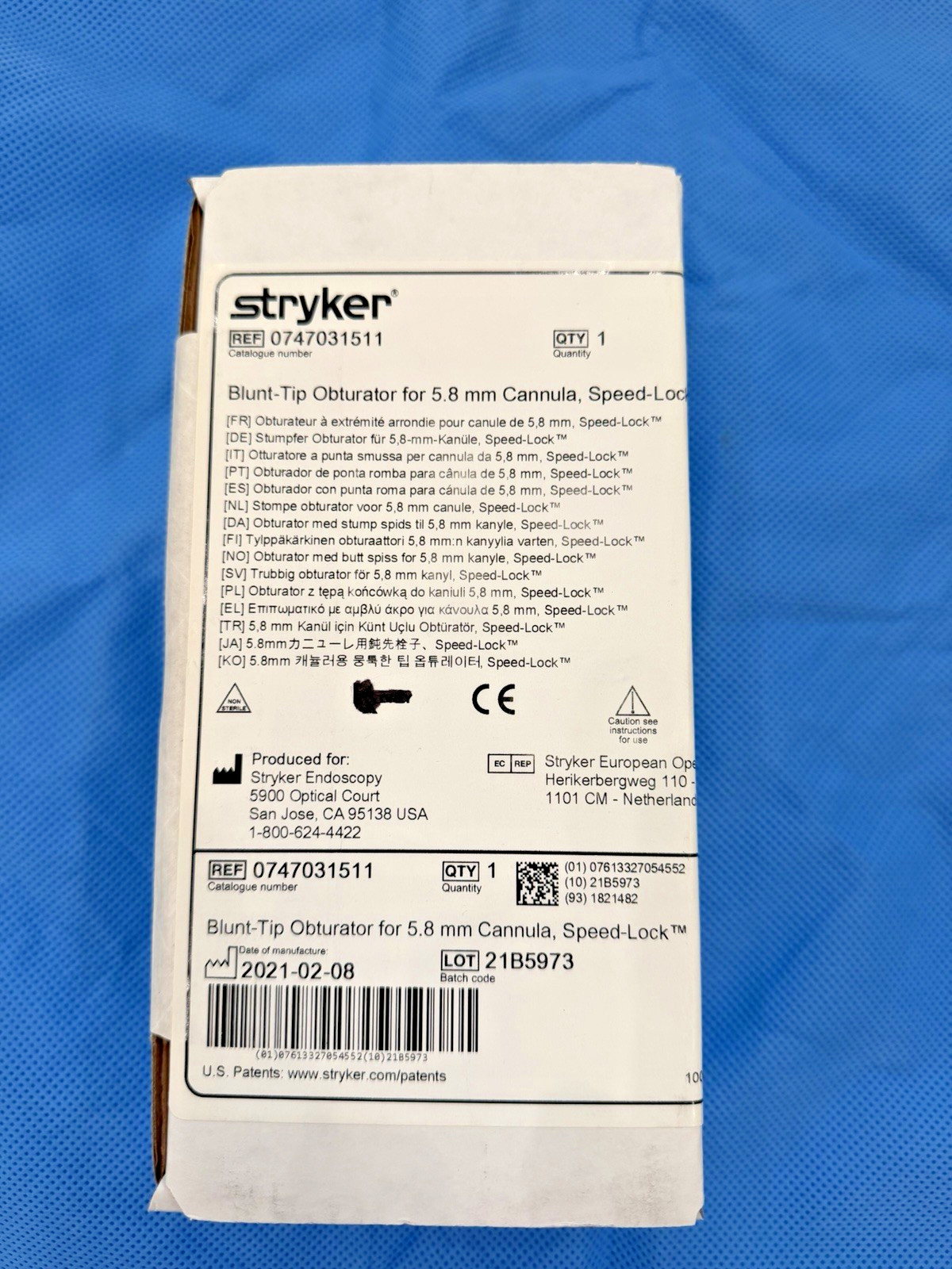 ✅Stryker 5.8mm Blunt Obturator 747-031-511 – NEW IN BOX