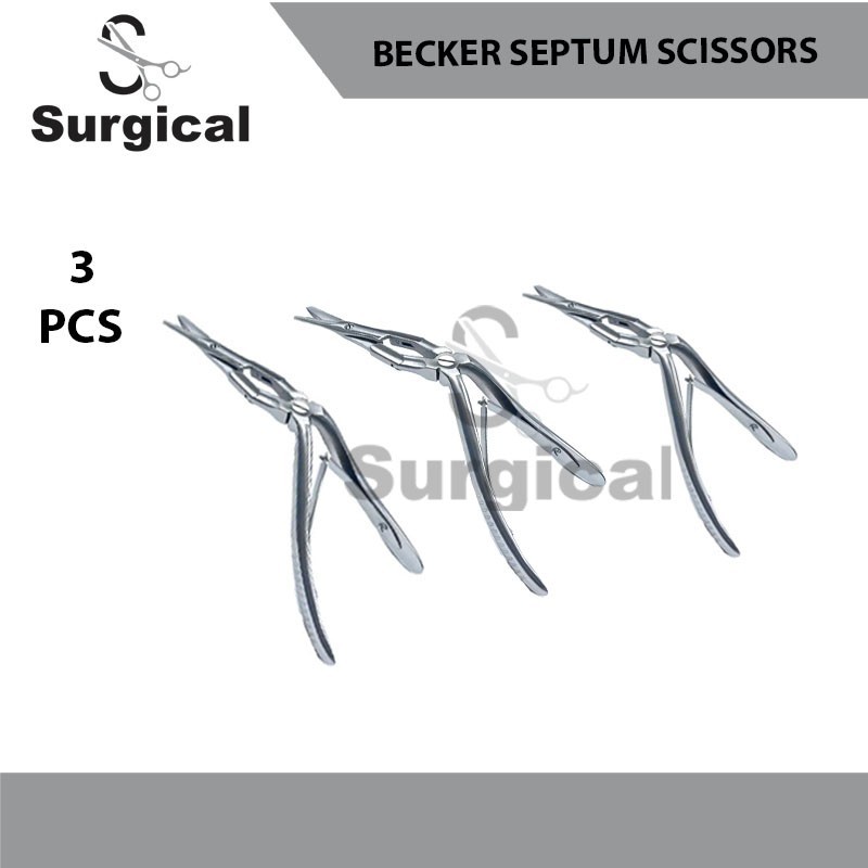 Becker Septum Scissors | Double Action | 3 PCS | ENT Rhinoplasty Instruments