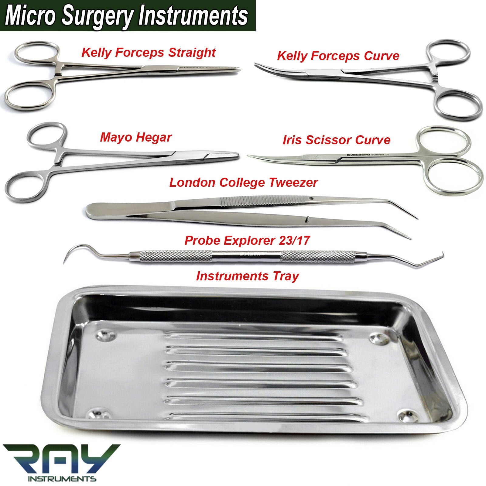Dental Micro Surgery Instrument Surgical Tweezer Dissection Scissor Forceps Tray