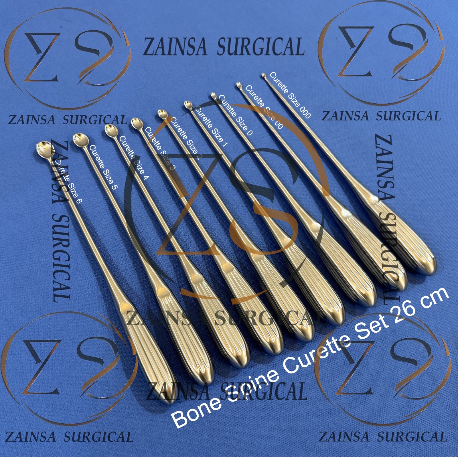Volkmann Bone Curette Set of 9 PCs 26 cm Orthopedic, Spine Surgical Instruments