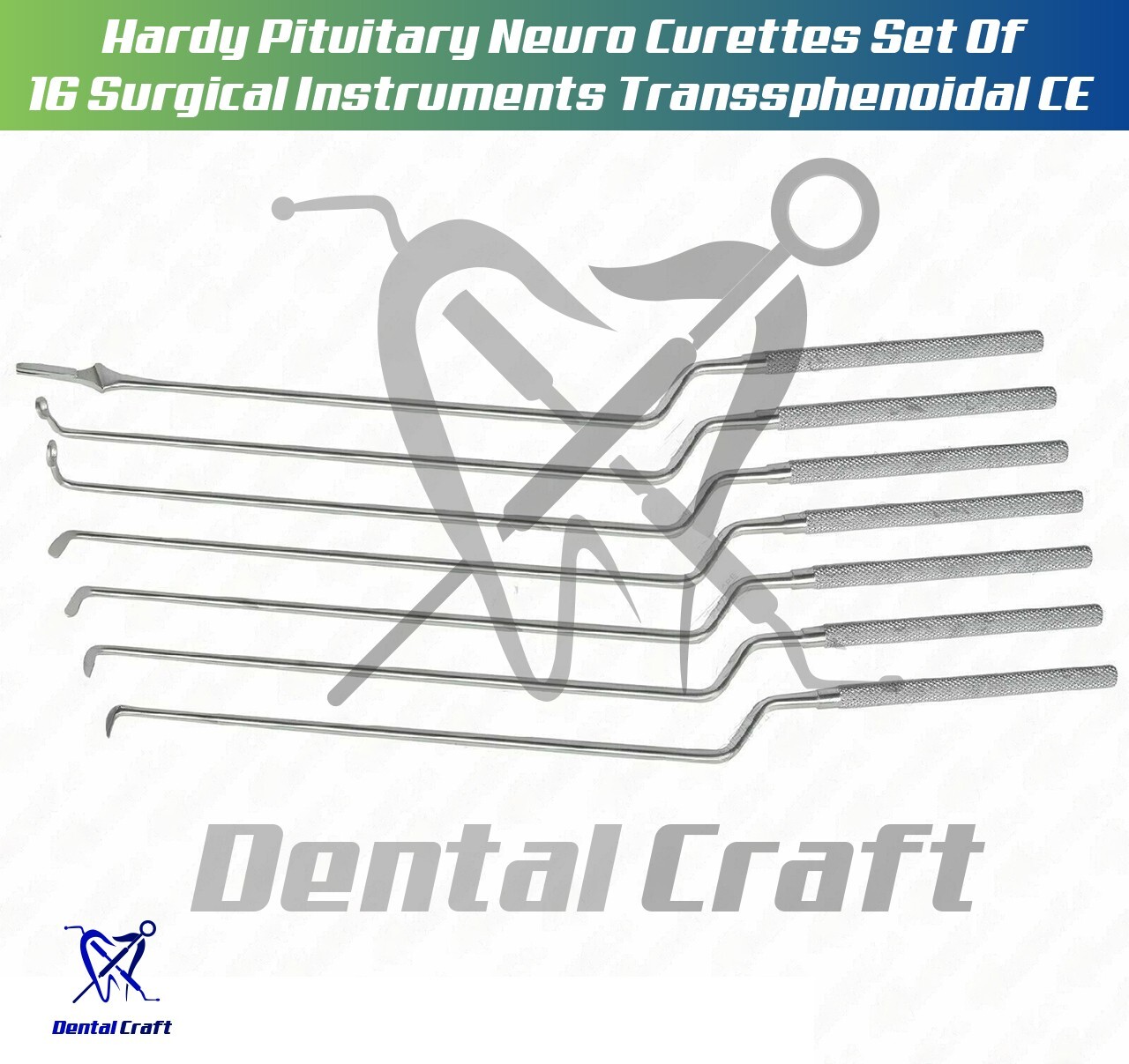Hardy Pituitary Neuro Curettes Set Of 16 Surgical Instruments Transsphenoidal CE