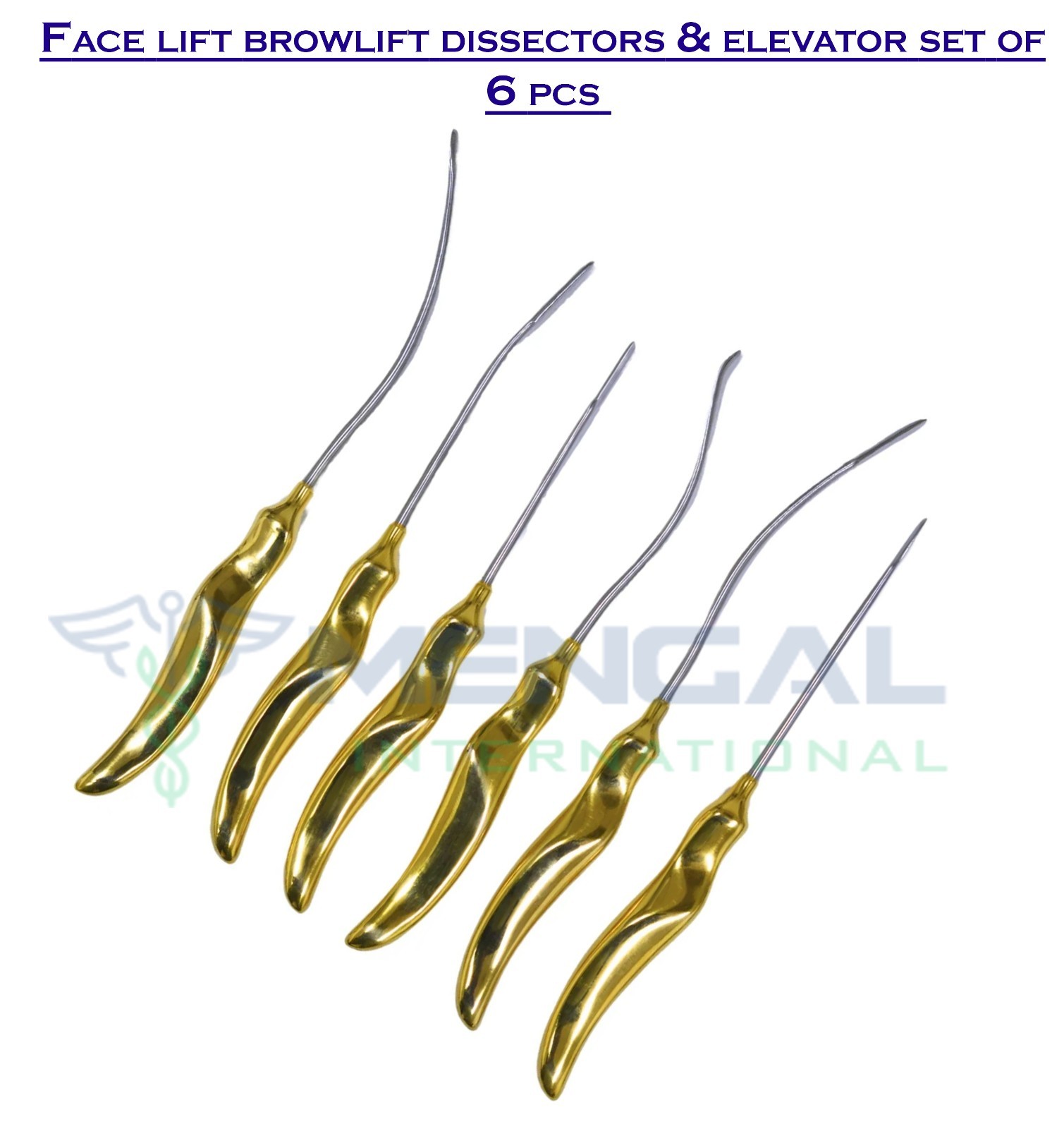 Set of 6 pcs Face lift browlift dissectors & elevator plastic surgery German SS