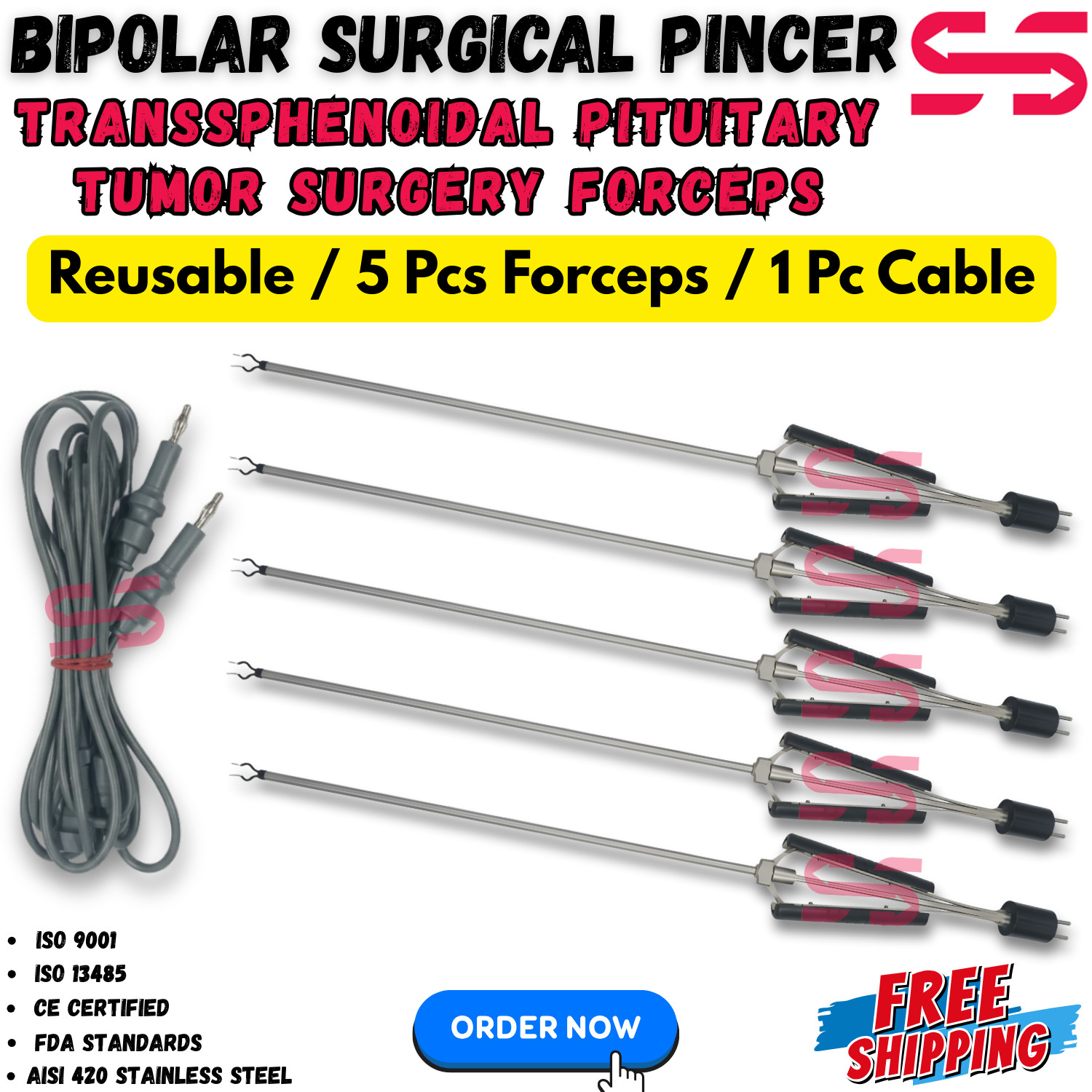 Bipolar Surgical Pincer-Transsphenoidal Pituitary Tumor Removal Surgery Reusable