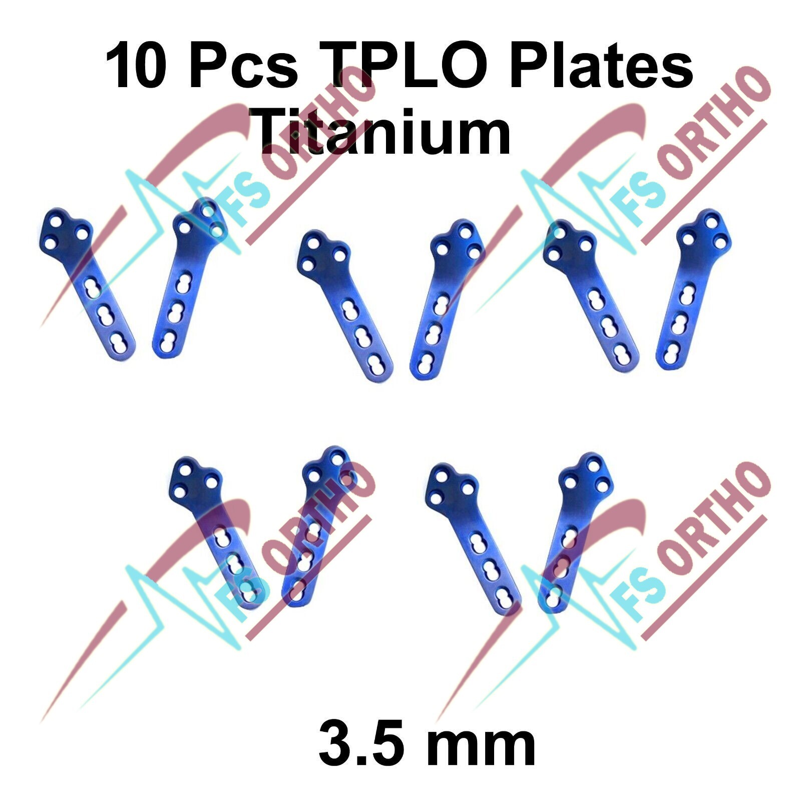 Veterinary Orthopedic LCP Plates TPLO 3.5mm Titanium 10 Pcs Set Right & Left