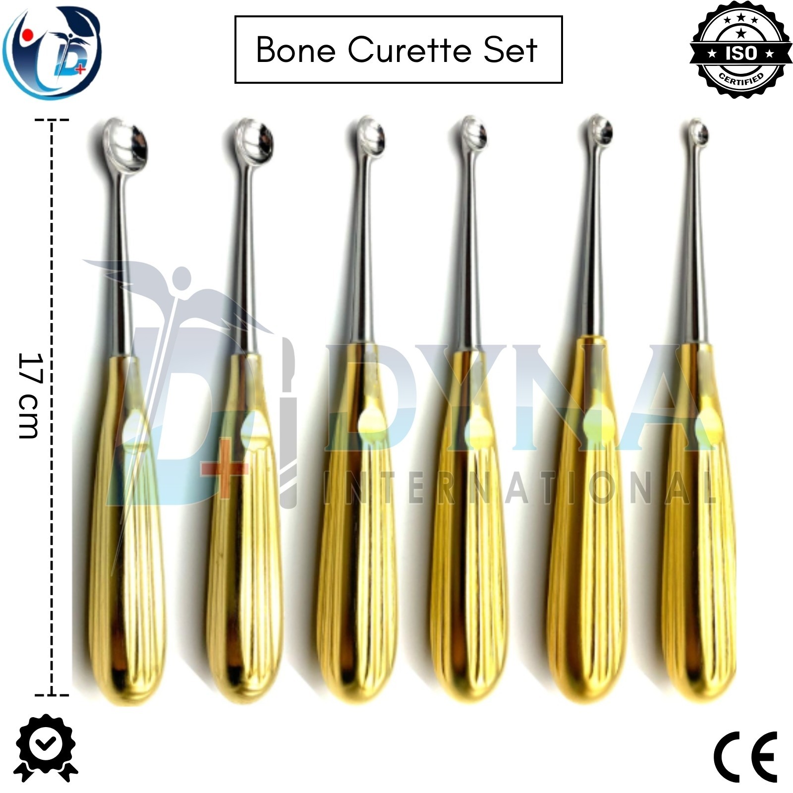 Bruns Bone Curette Bundle Straight 17 cm Fig 1-6 Premium Quality ( Set Of 6 ) DI