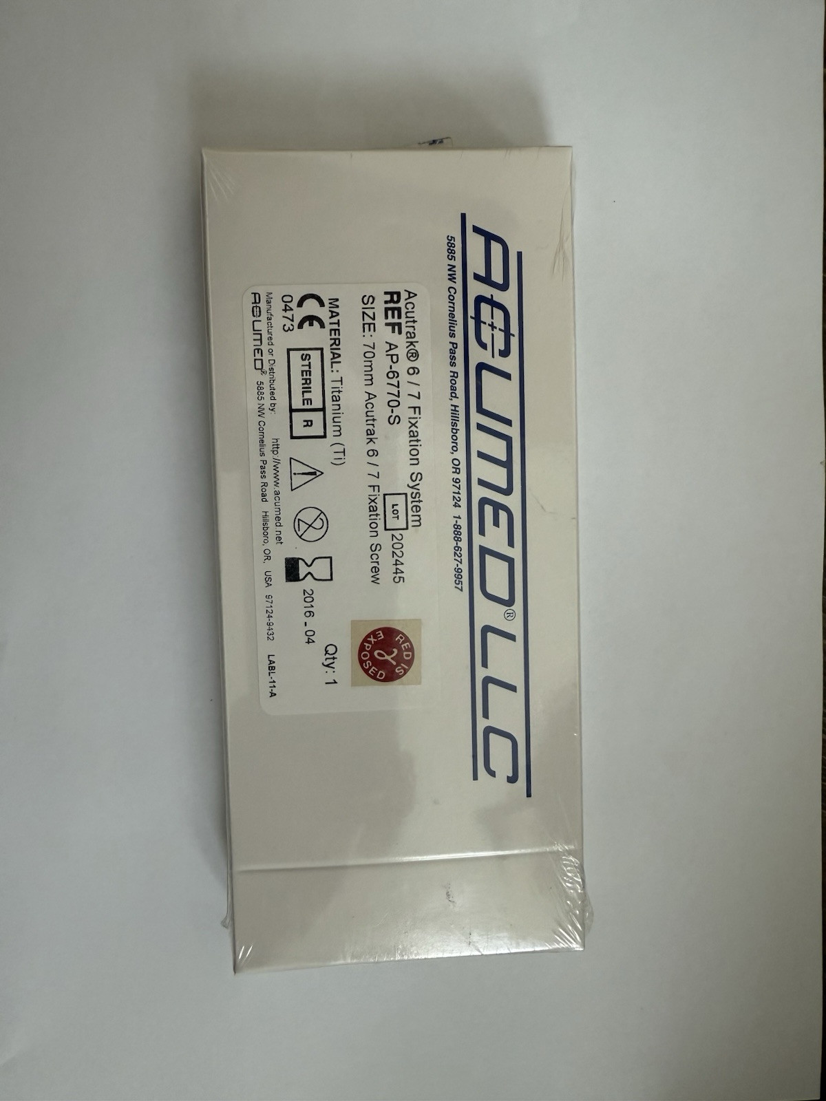 Acumed Acutrak® 6 / 7 Fixation System Headless Compression Screw