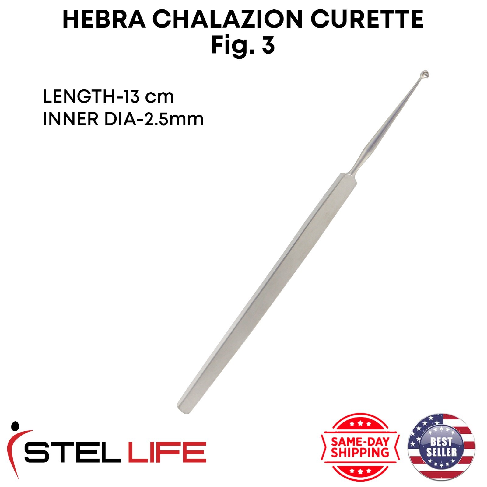 Herba Chalazion Curette 2.5mm fig 3 Premium Stainless Steel Ophthalmic Eye Tools