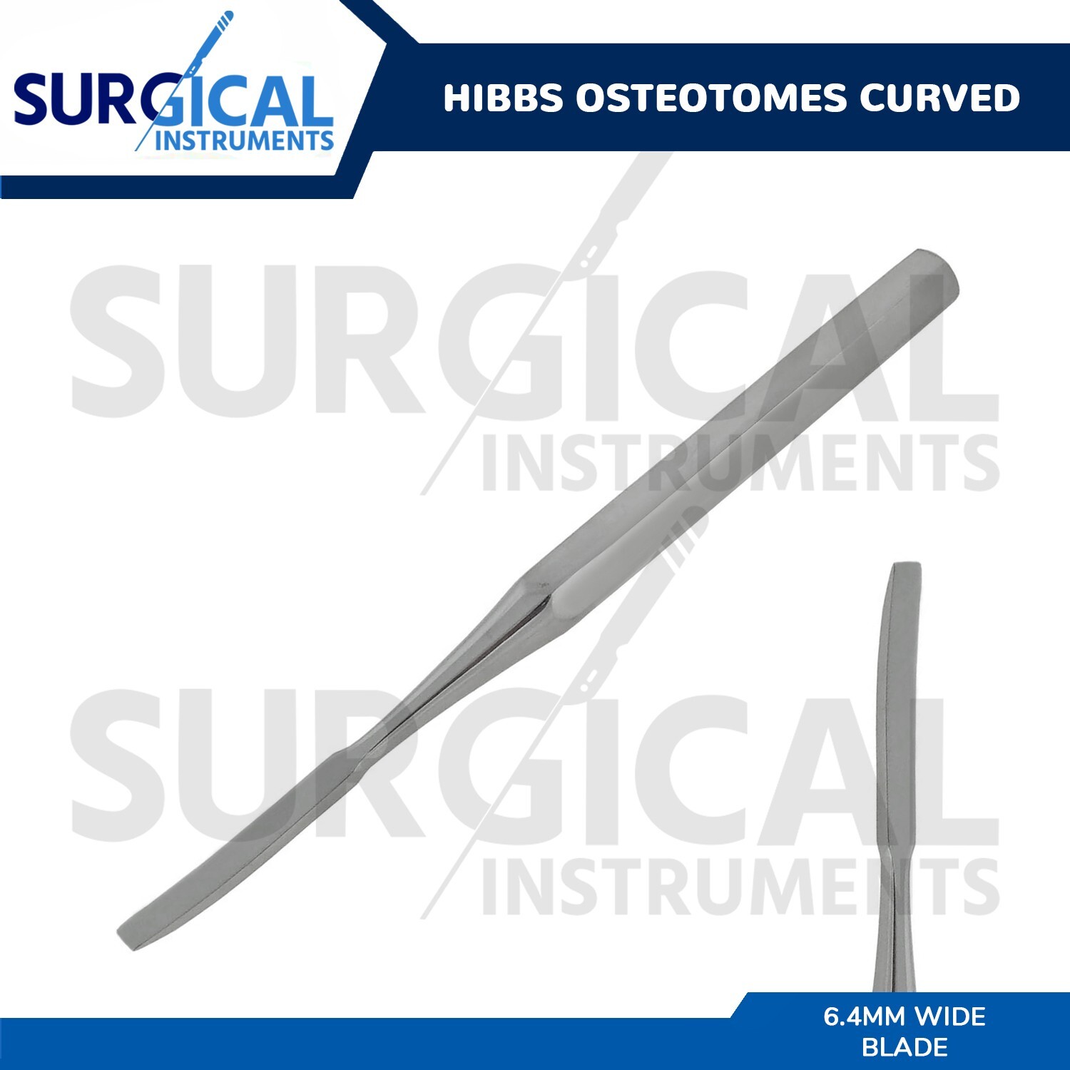 HIBBS Osteotome Surgical Orthopedic Instrument 9″ 1/4″ Curved German Grade