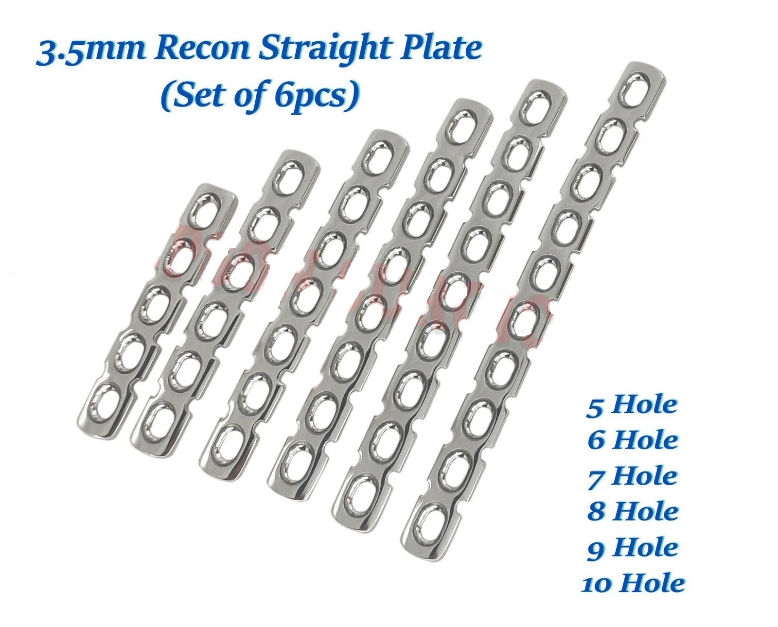 Veterinary 3.5mm Reconstruction Straight Plate – Set of 6pcs instruments SS