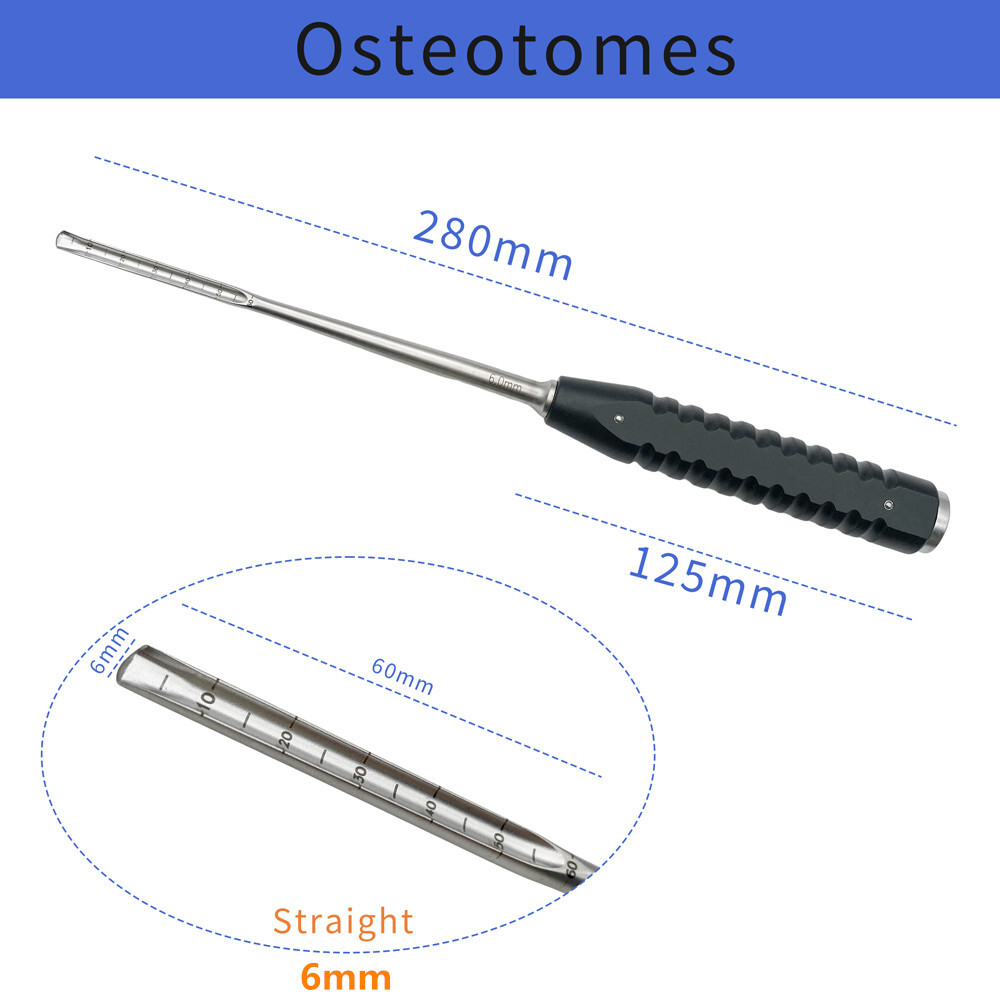 Orthopedic Instrument Osteotome Bone Chisels 6mm-12mm Straight Curved