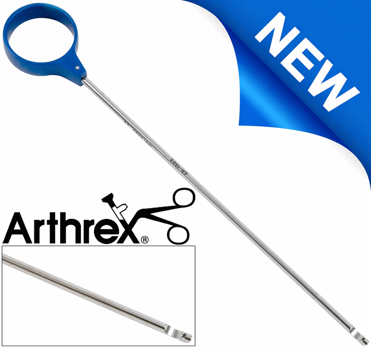 Arthrex AR-1305 Single Hole Knot Pusher With Closed End & Thumb Ring 8.25″