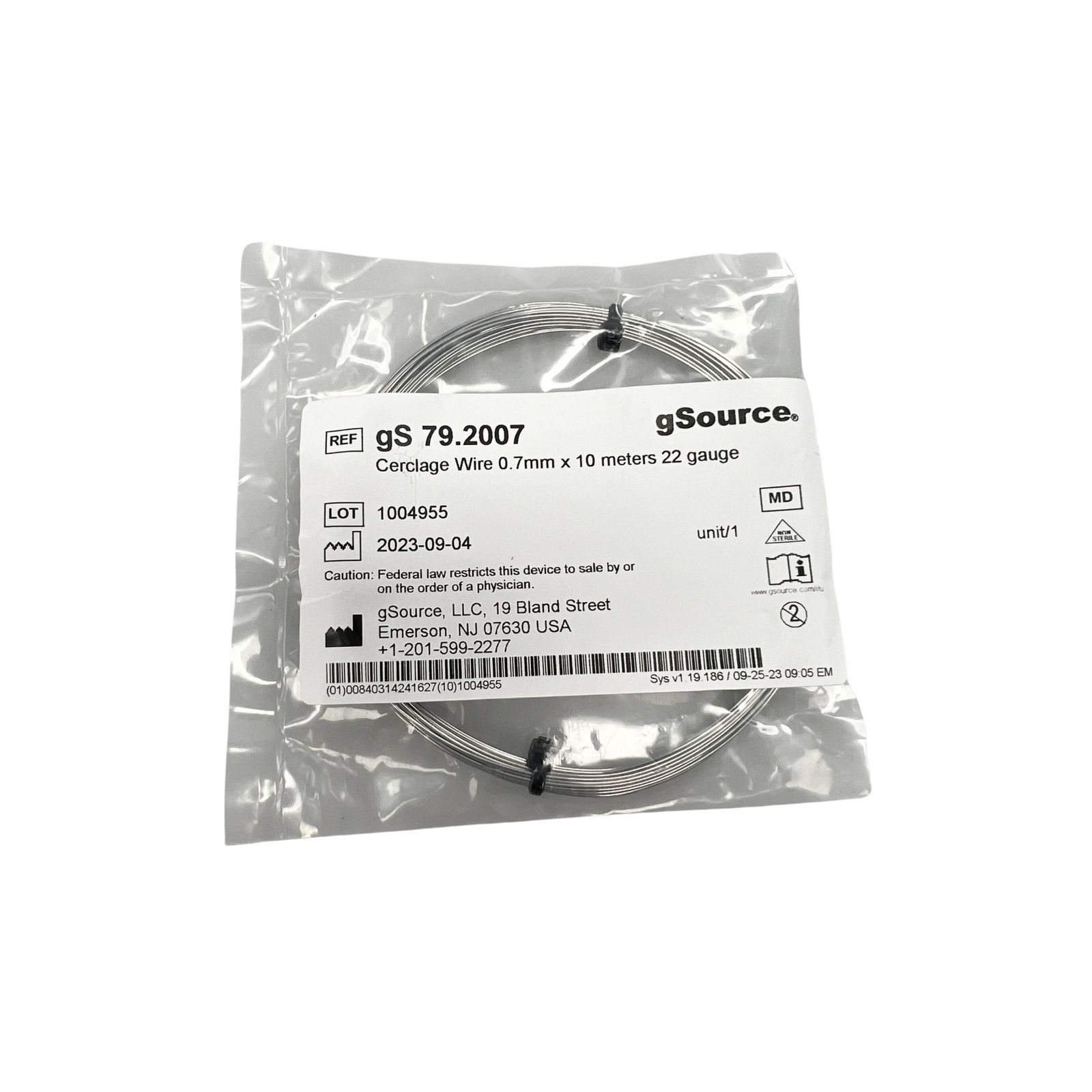 22 Gauge Cerclage Wire, 0.7mm x 10 Meters, gS 79.2007