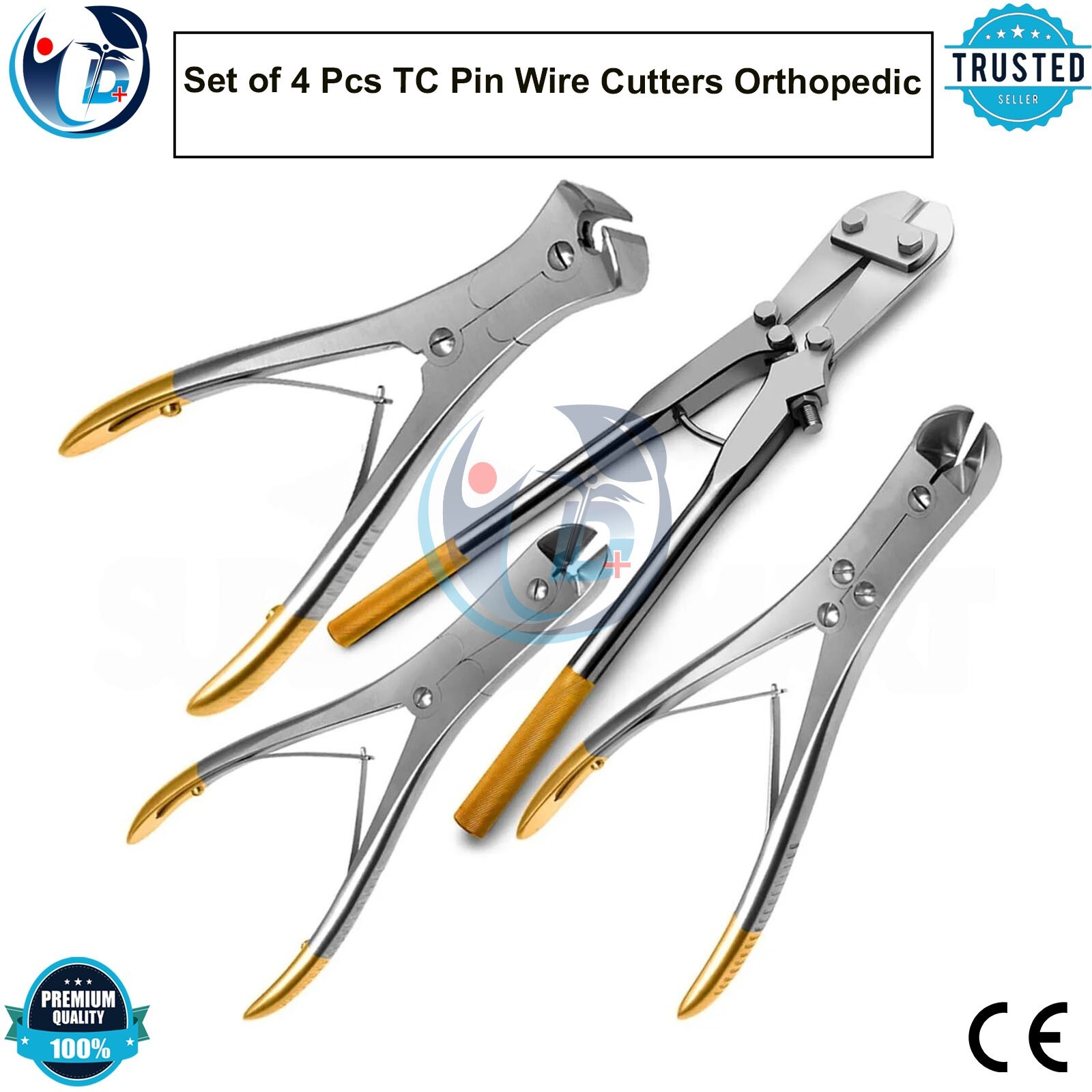 4 Pc TC Orthopedic Pin & Wire Cutter Set – Surgical Grade Stainless Steel