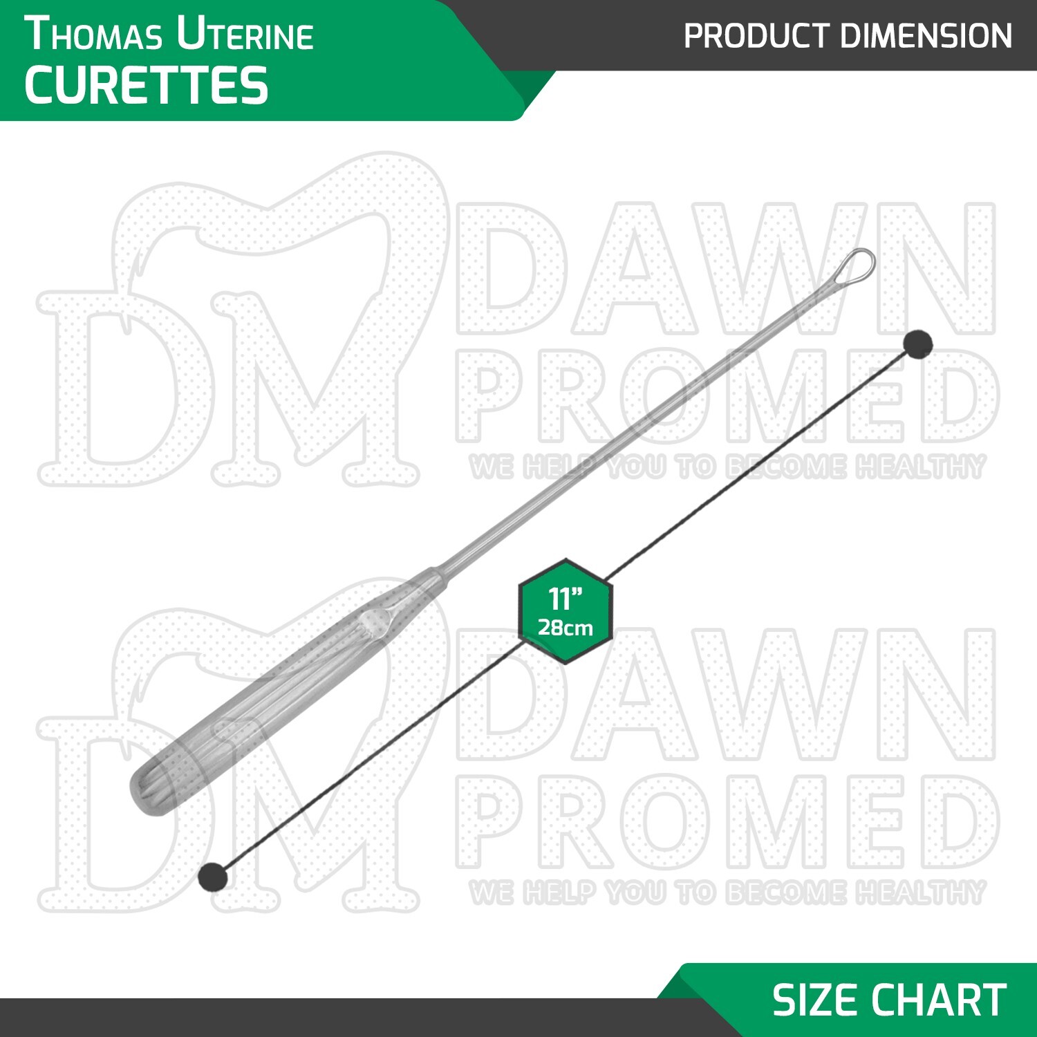Thomas Uterine Curette 11″ Blunt Blade Size # 1 OB/GYN Instruments German Grade