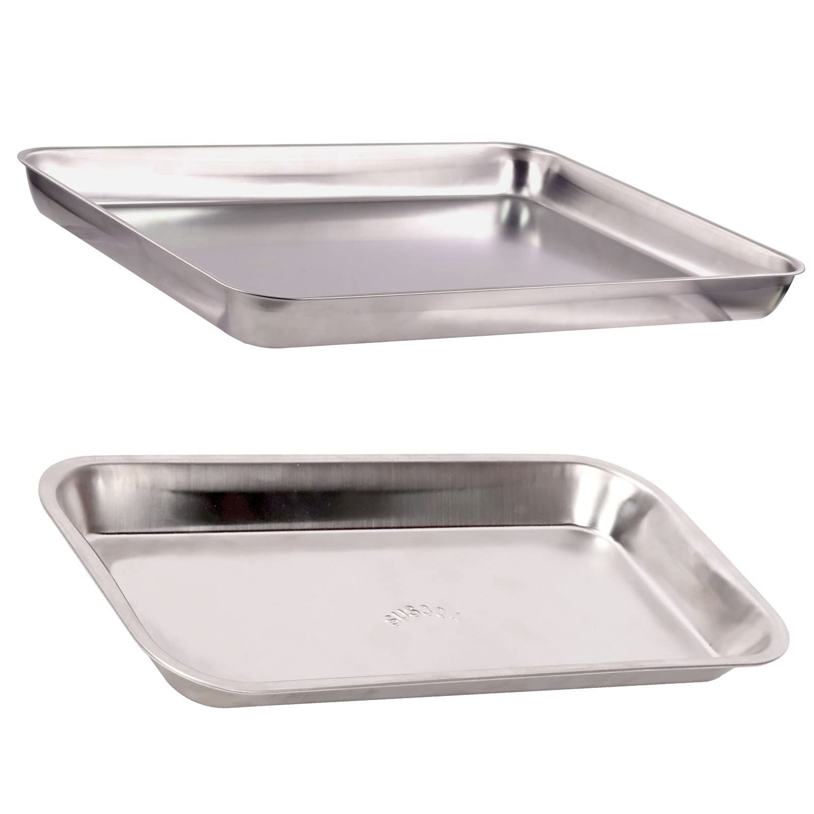 Stainless Steel Surgical Tray Set – 11.81″x15.75″ & 6.3″x9.84″ – Medical, Dental