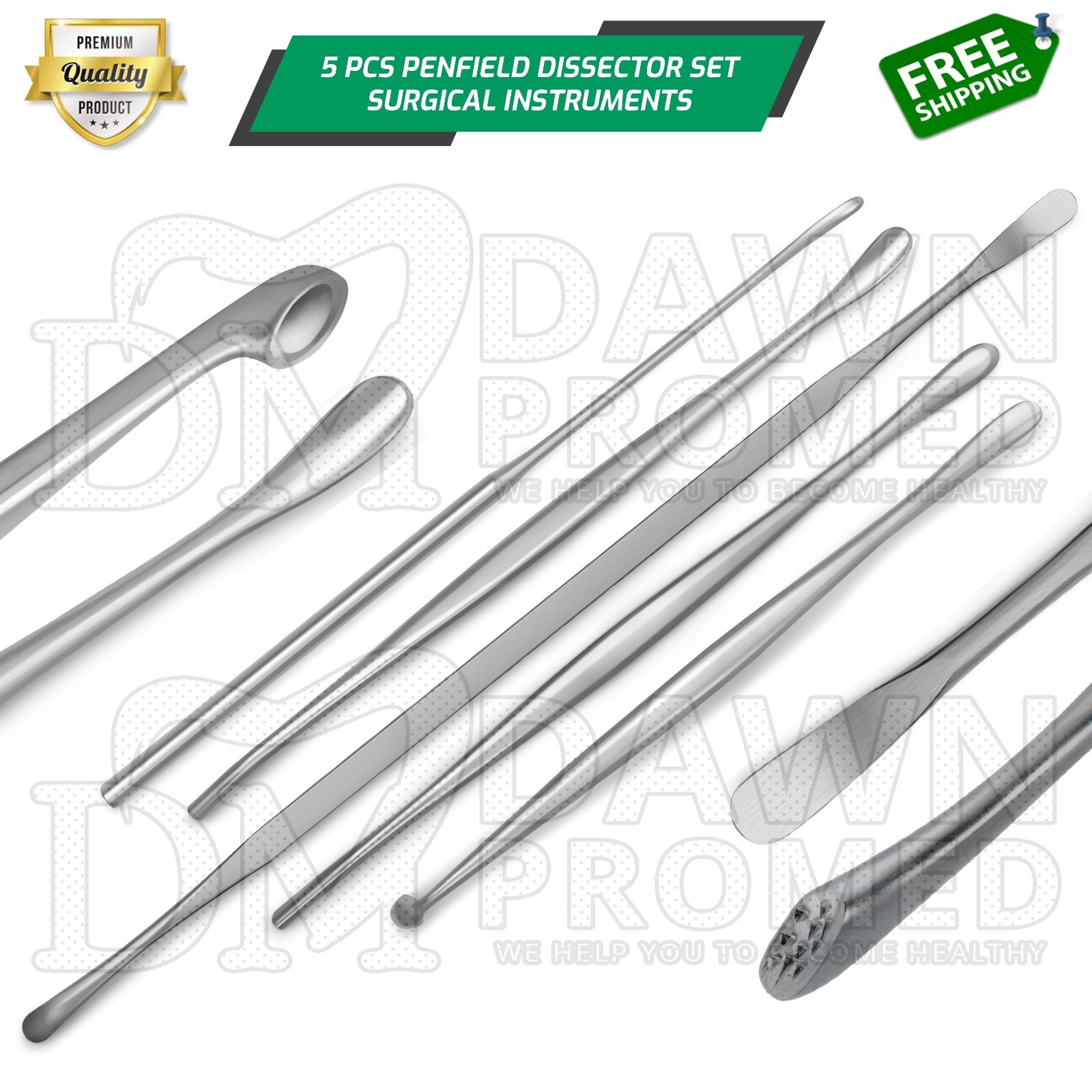 5 Pcs Penfield Dissectors Set Style 1-5 Neurological Instruments German Grade