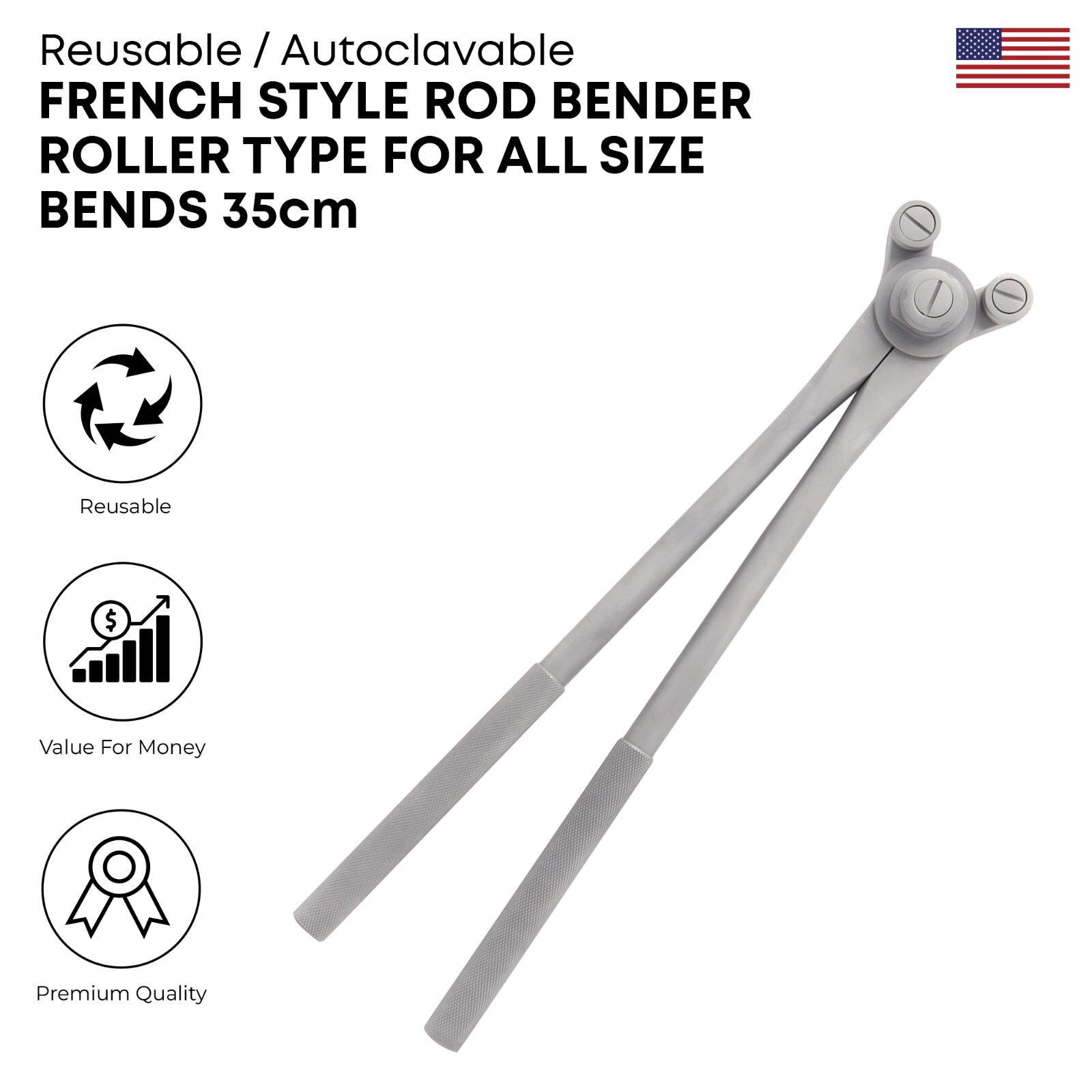 French Style Rod Bender Roller Type 35cm Stainless Steel surgical Instruments