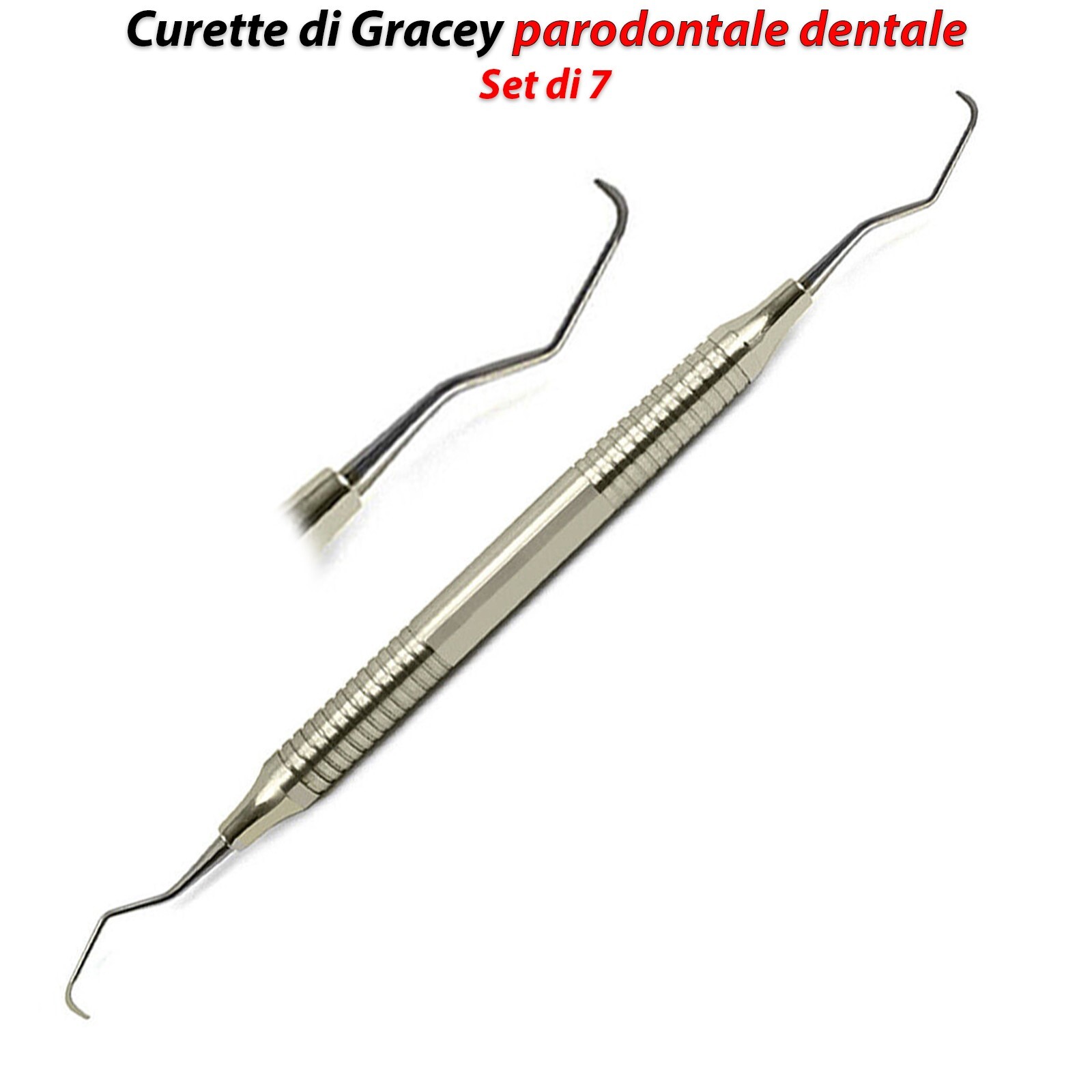 Dentale Gracey Curettes Manico Cavo strumenti parodontali chirurgici Set di 7