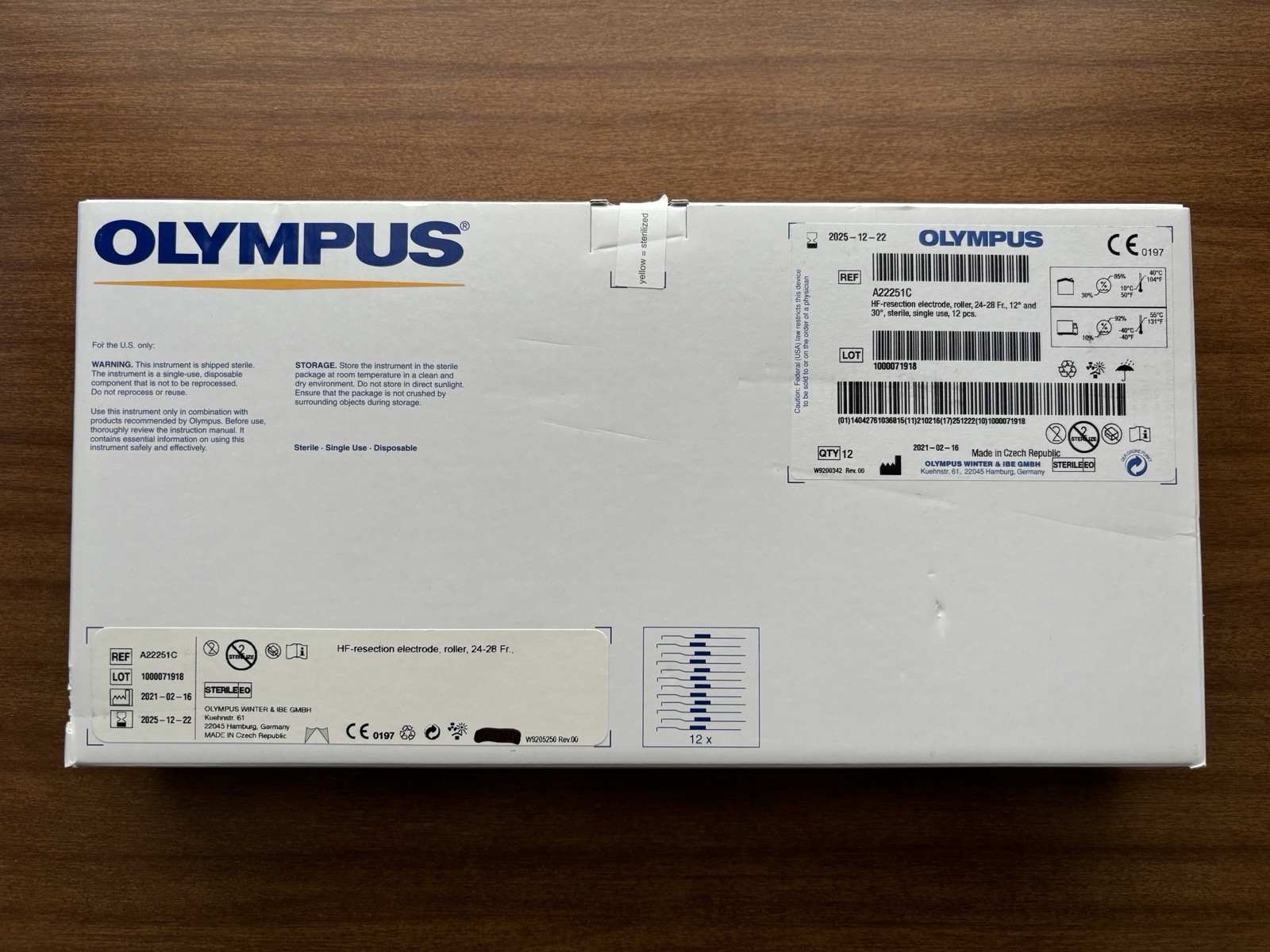 Olympus 24-28Fr, 12° and 30° Elec trode Roller, Pack of 12 : 2026