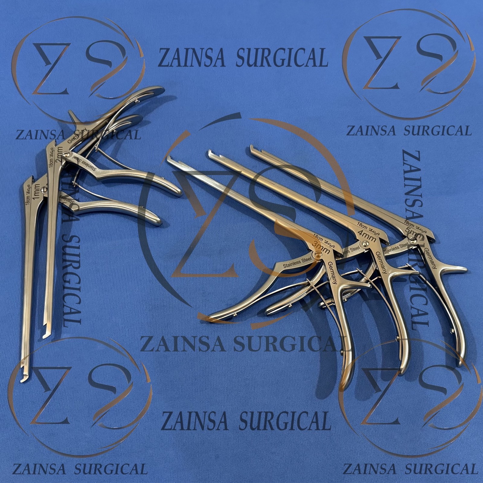Kerrison Rongeurs (1,2,3,4,5mm) 7’ German Spine, Cervical Orthopedic Instruments