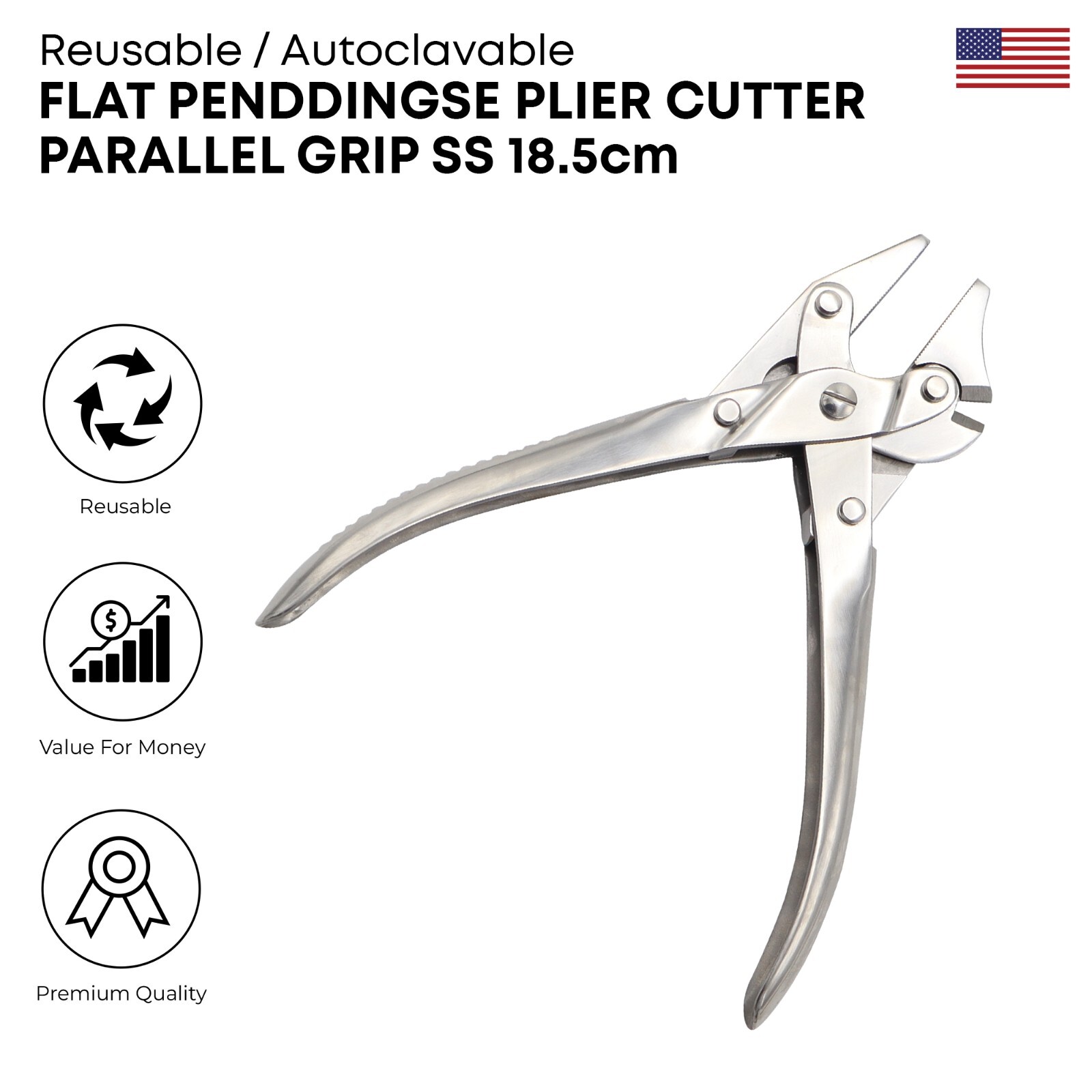 Flat Nose Plier Cutter 18.5 cm Stainless Steel Surgical Instruments