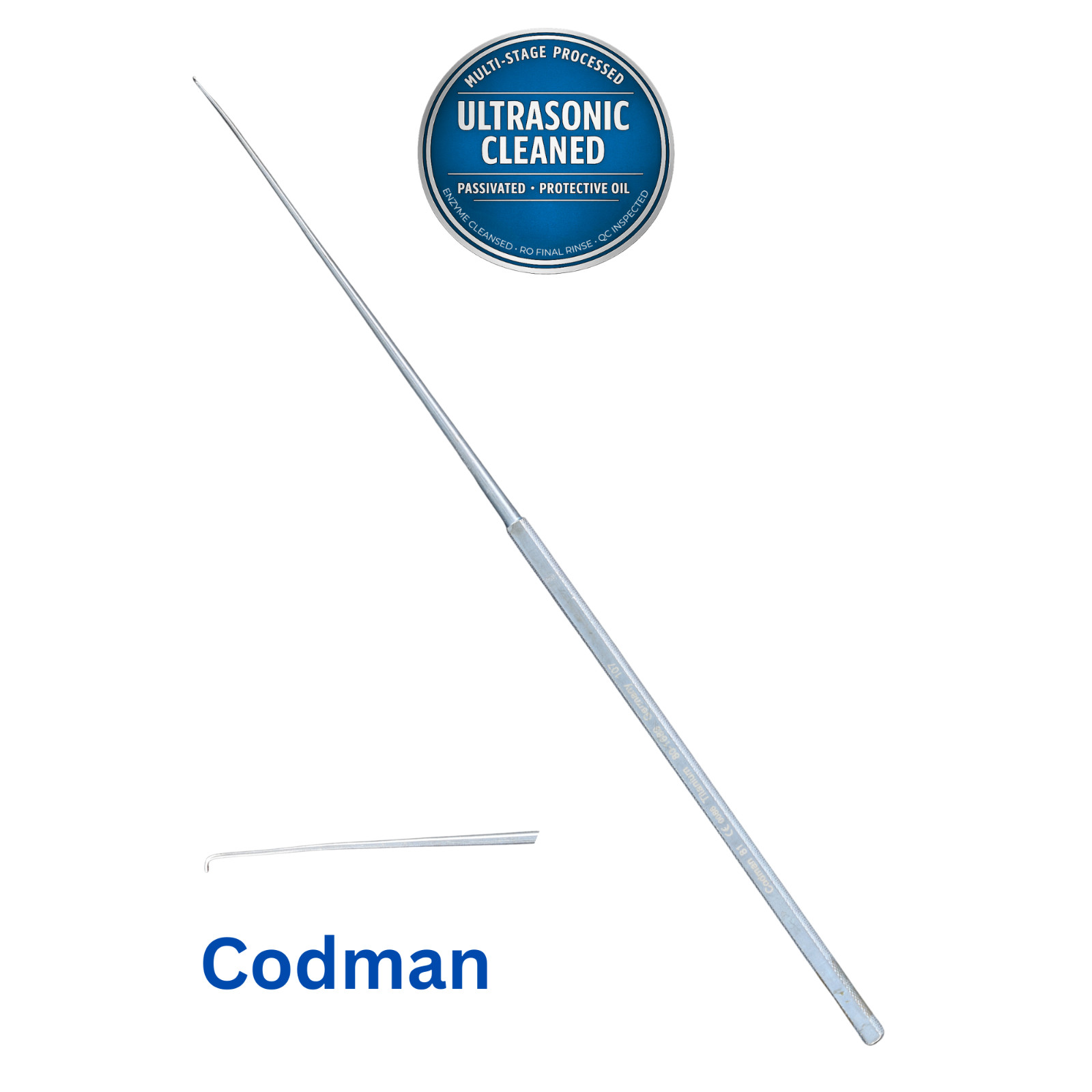 Codman 80-1689 Rhoton Neuro Hook, Angled 90°, Blunt, Titanium, 7.5″