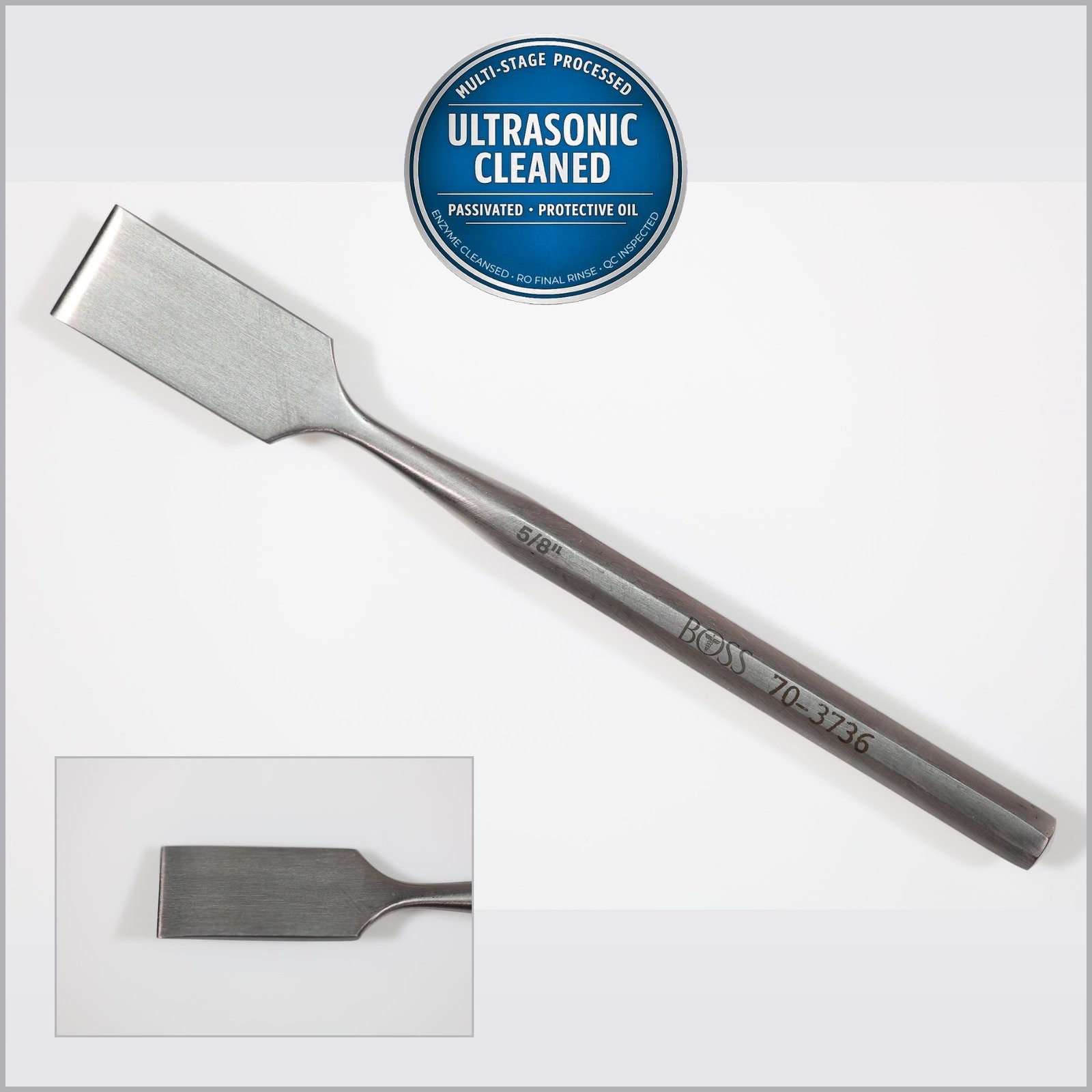 Boss 70-3736 Hoke Osteotome, Straight, 16mm or 5/8in Wide Blade, 5-1/2in