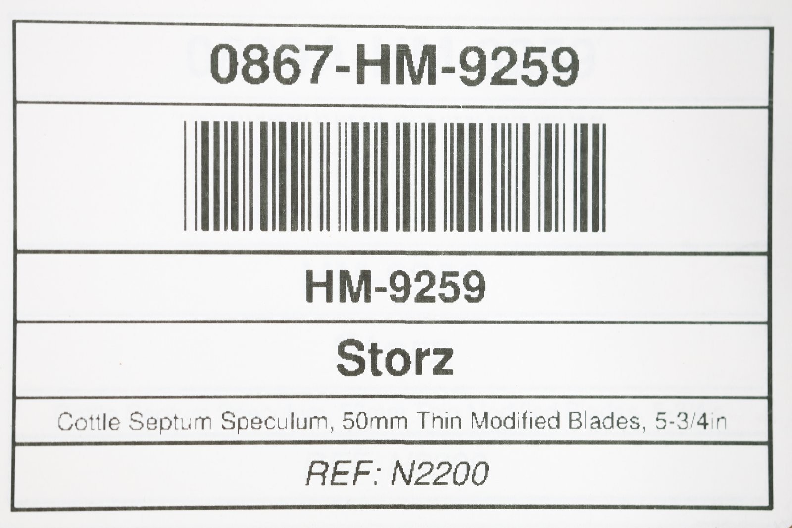 Storz N2200 Cottle Septum Speculum, 50mm Thin Modified Blades, 5-3/4in