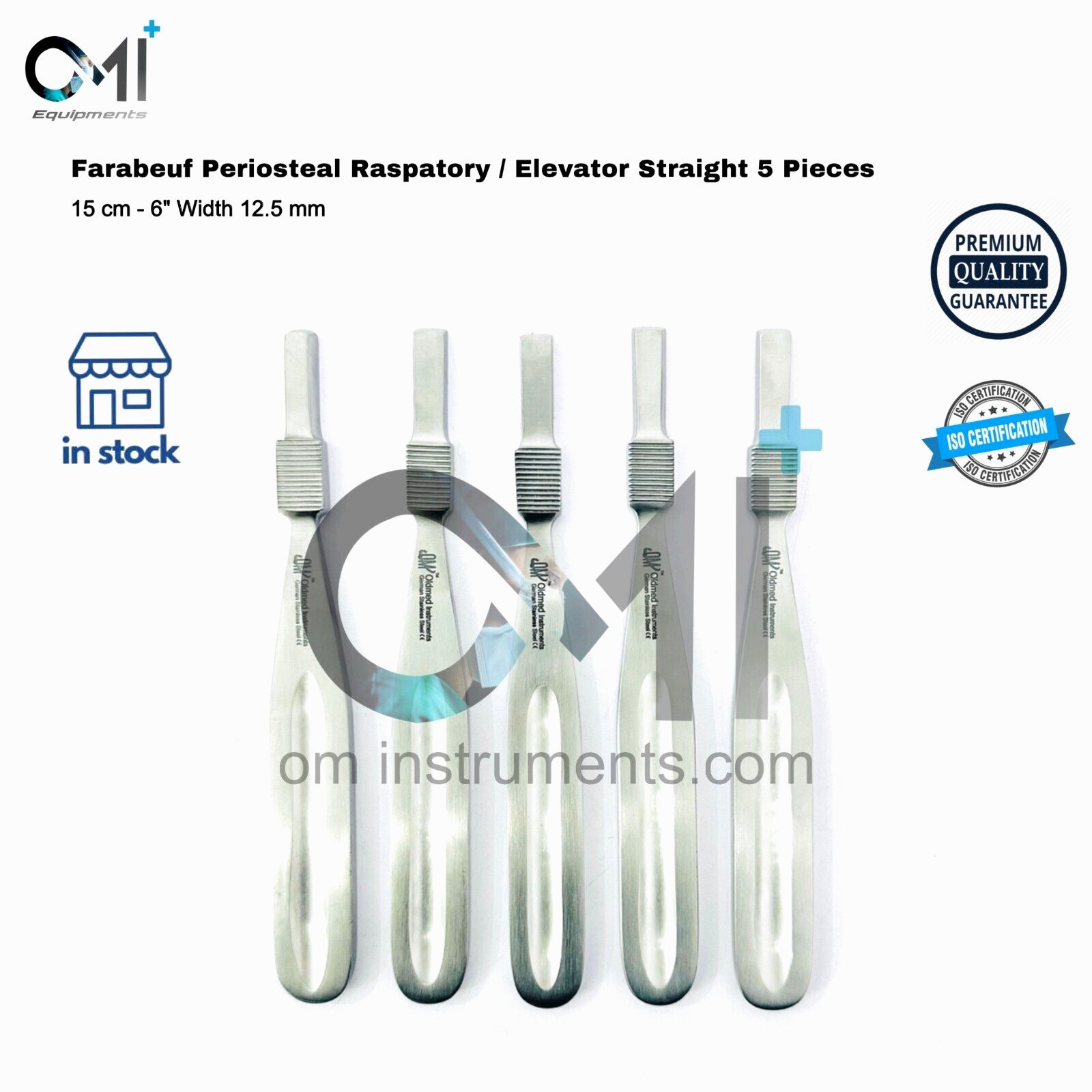 Farabeuf Periosteal Raspatory Elevator Straight 15CM Surgical Orthopedic 5Pcs