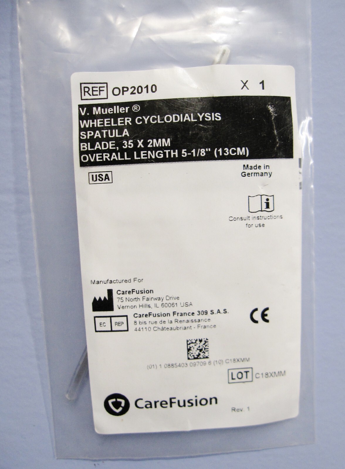 V MUELLER REF OP2010 WHEELER CYCLODIALYSIS SPATULA BLADE, 35 X 2MM, 5-1/8″ ~ NEW