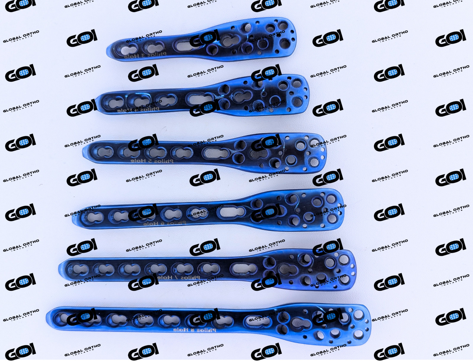 Titanium Internal Locking Plate 3.0mm Thick 12mm Wide 3-8 Hole Curved Head 12 Pc