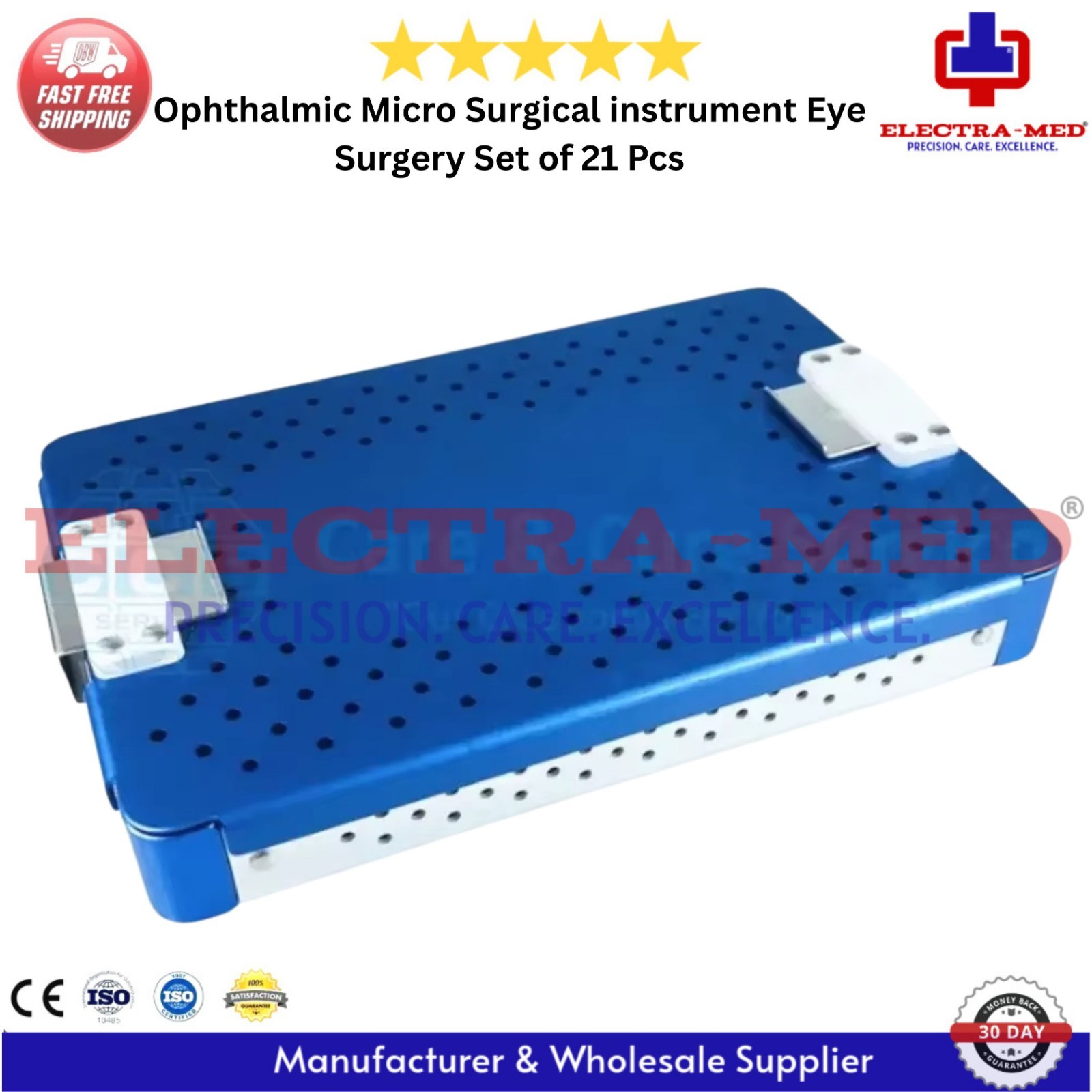 Ophthalmic Micro Surgical instrument Eye Surgery Set of 21 Pcs Titanium Coated