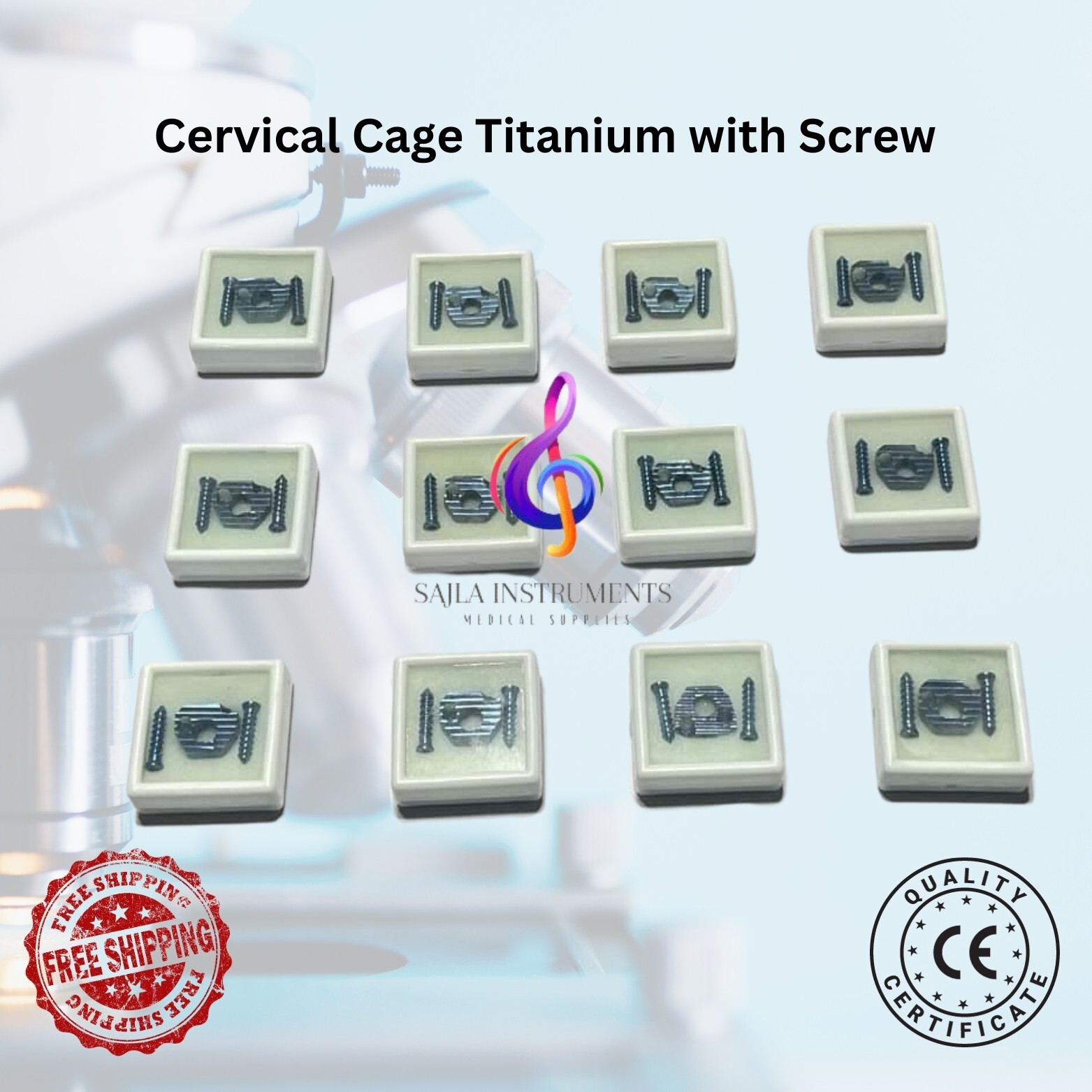 Locking 6mm CERVICAL FUSION SPINE CAGE with 13Pcs SCREWS Titanium grade 5 sajla