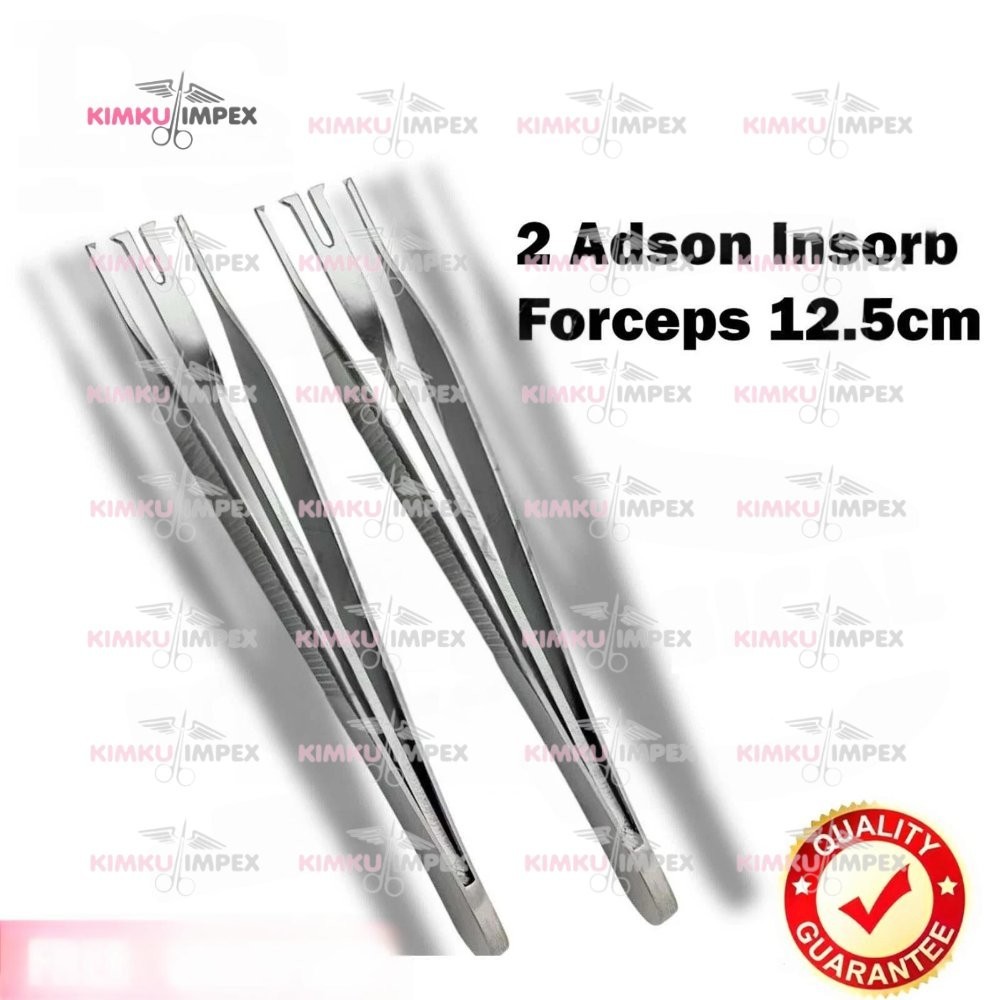 New 2 Adson Insorb Forceps 12.5cm Double Point Plastic Surgical instruments