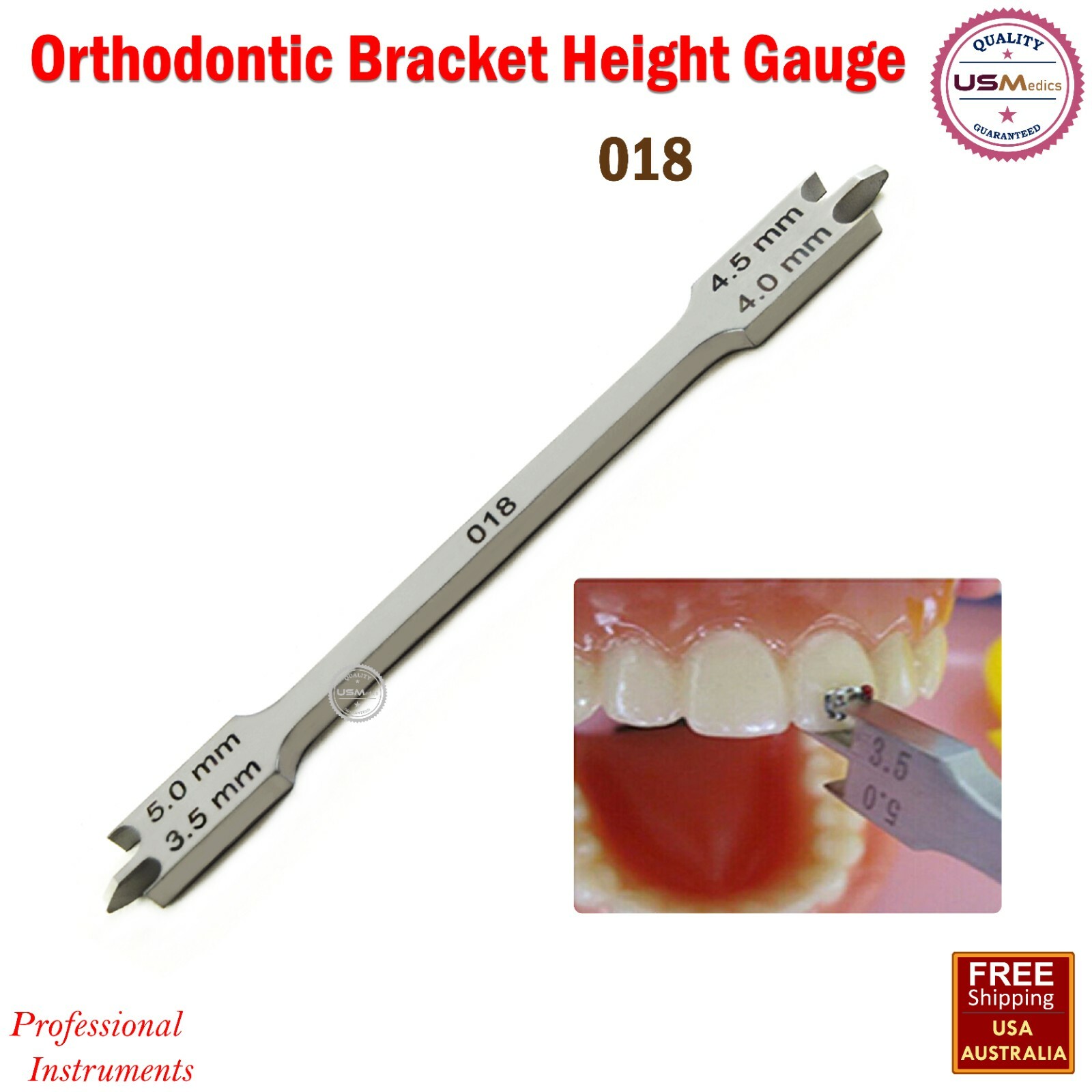 Orthodontic Dental Bracket Positioning Height Gauge 018 Surgical Instruments