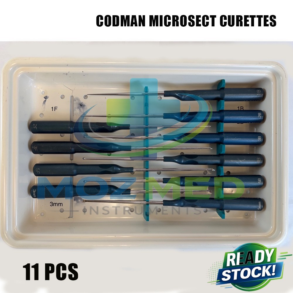 Set of 11 Codman MicroSect Curettes MIS Spine Curettes Cervical Neuro Orthopedic