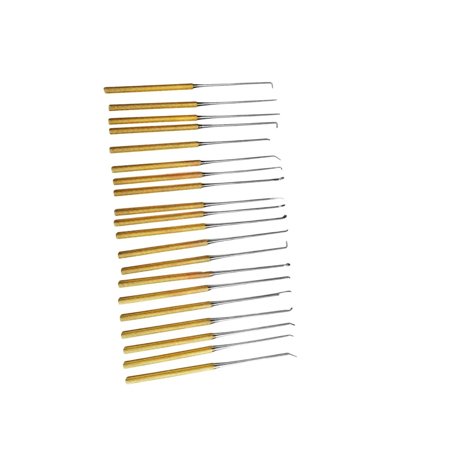 Rhoton Micro Dissector Set 20 Pieces with Gold Neurosurgery Surgical Instruments