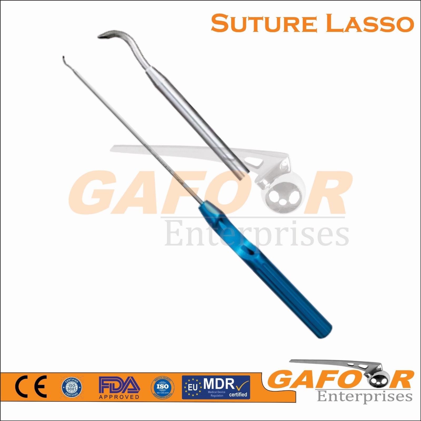 Shoulder arthroscopy instruments Suture Lasso 45 degree Right suture passer