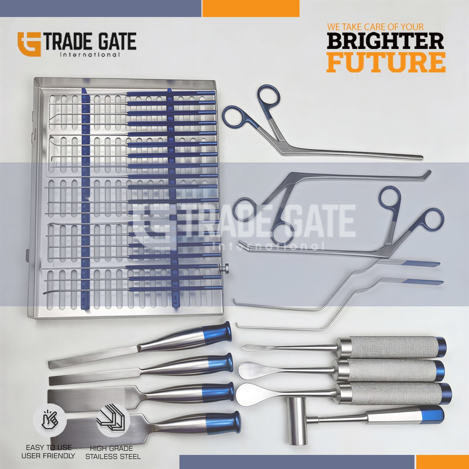 Basic Craniotomy Orthopedic Spine Surgical Instrument 33 Pcs Set Premium Quality