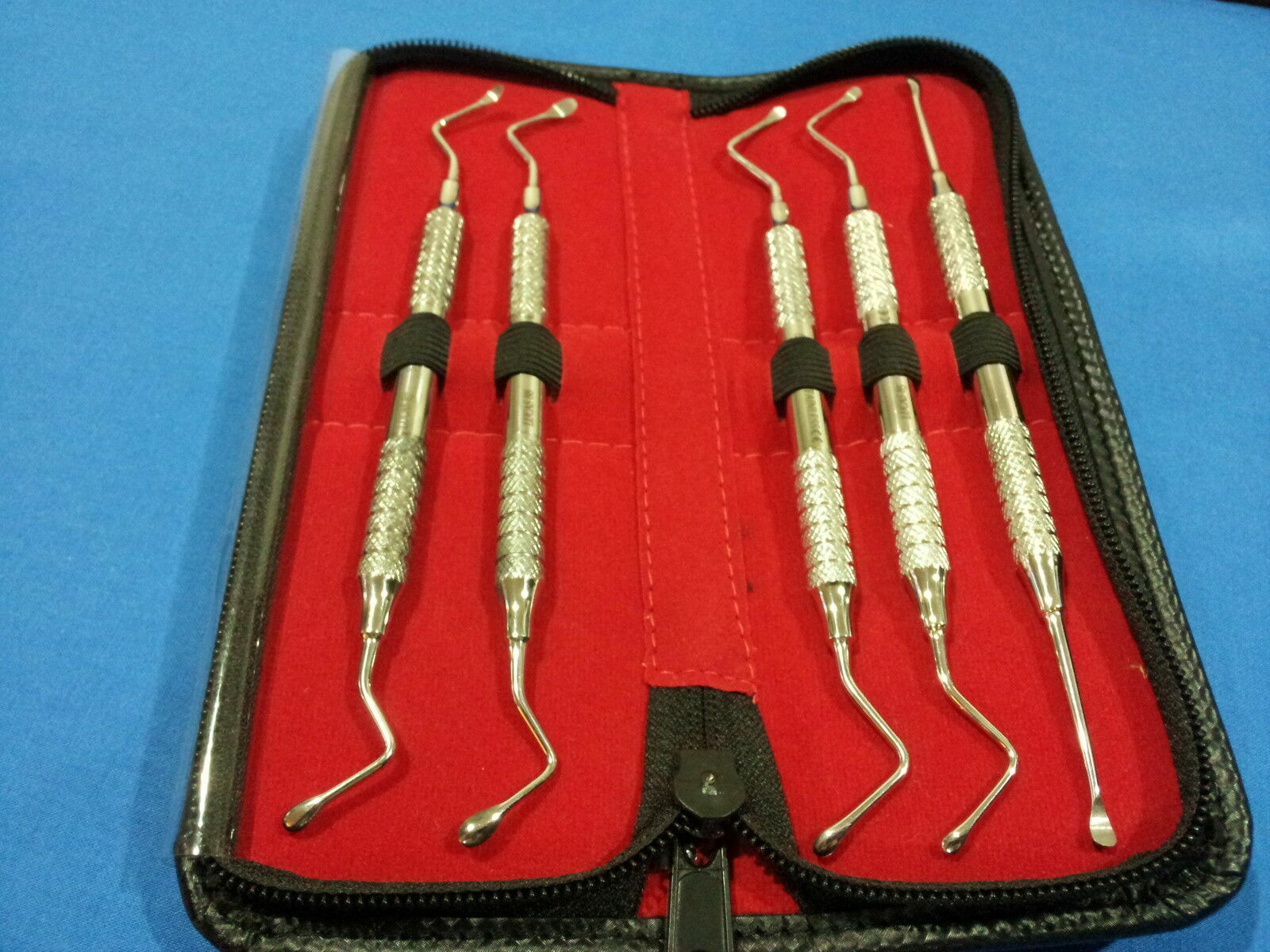 SET OF 5 PCS AUTOCLAVABLE PACIFATED PERIODONTAL DENTAL LUCAS BONE CURETTES KIT