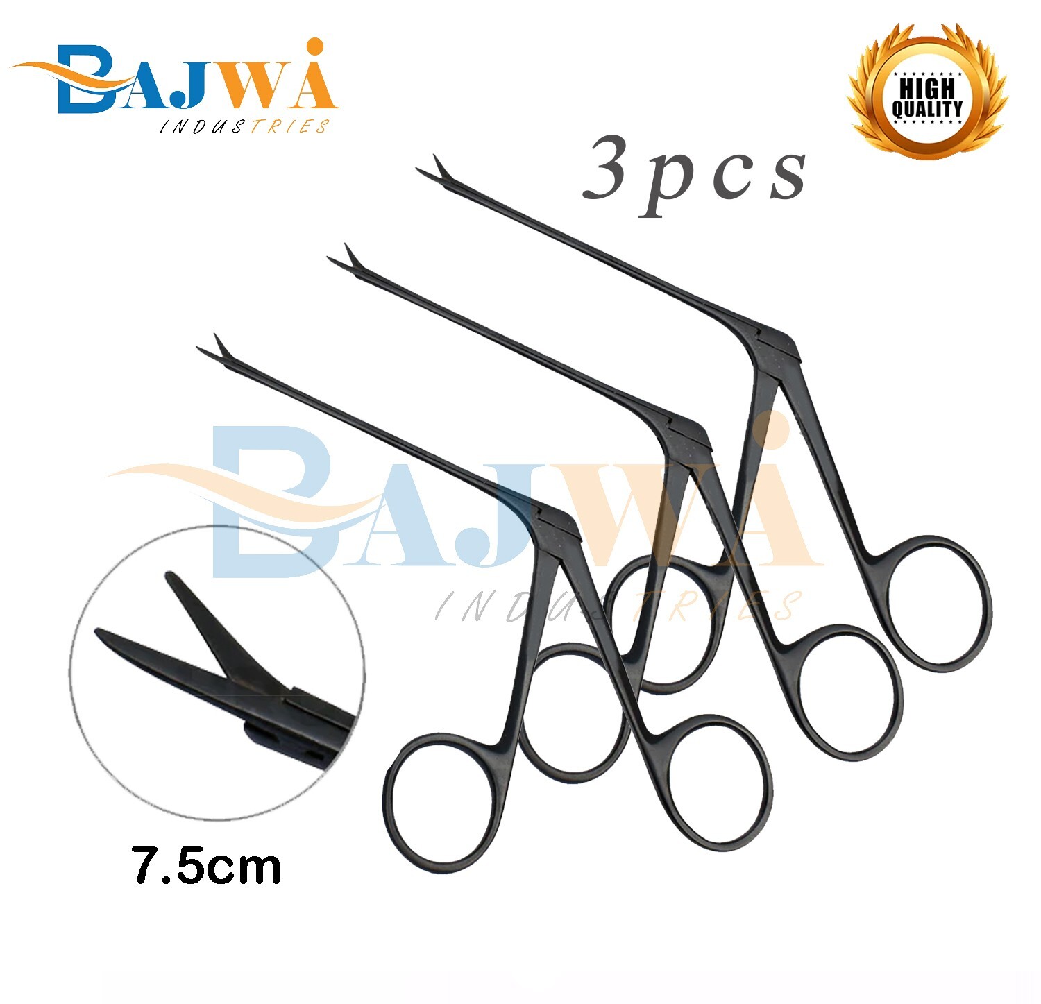 BELLUCCI MICRO EAR SCISSORS BLACK COATED STRAIGHT BLACK COATED STRAIGHT 3PCS