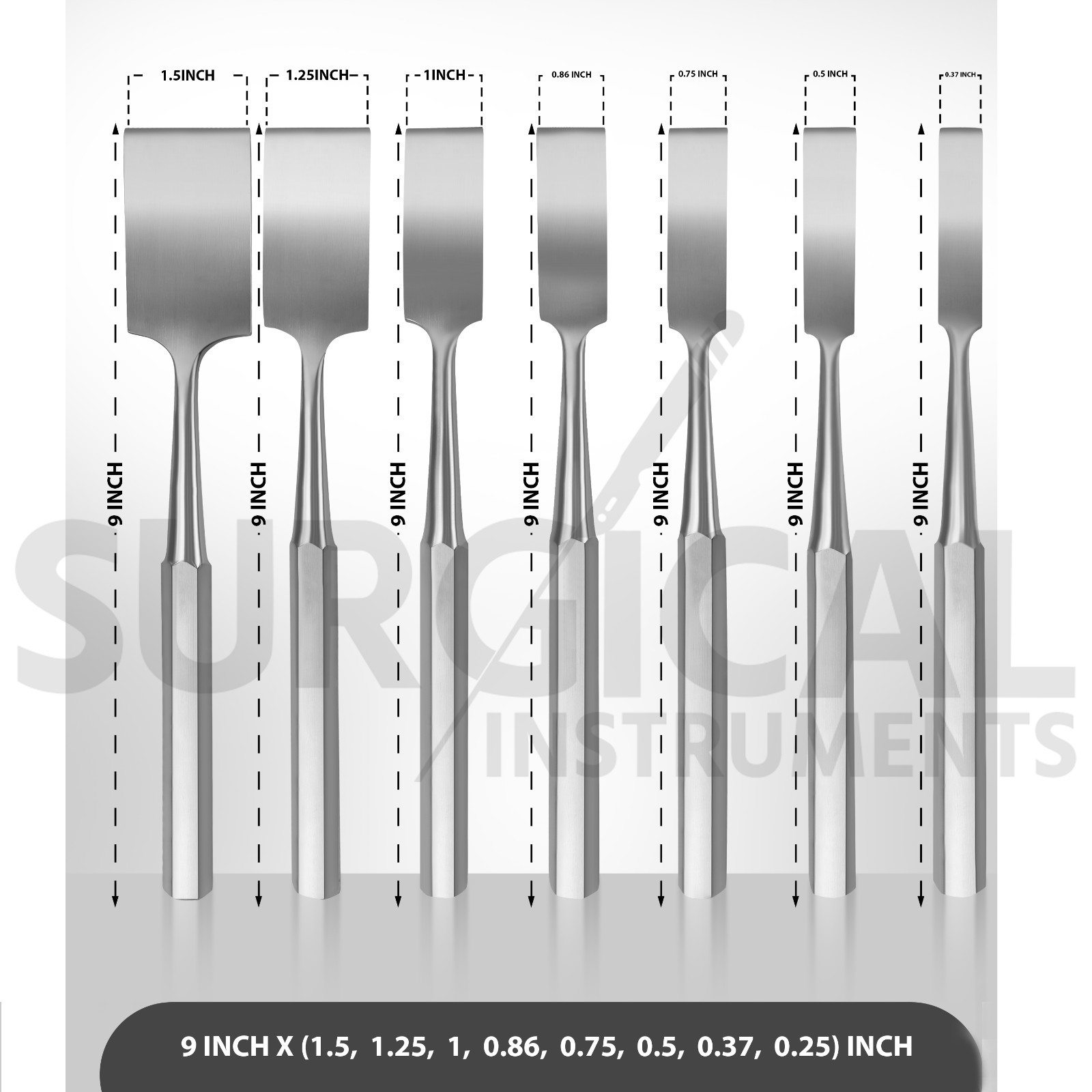 7 Pcs Hibbs Osteotome Set Orthopedic Surgical Instruments Stainless German Grade