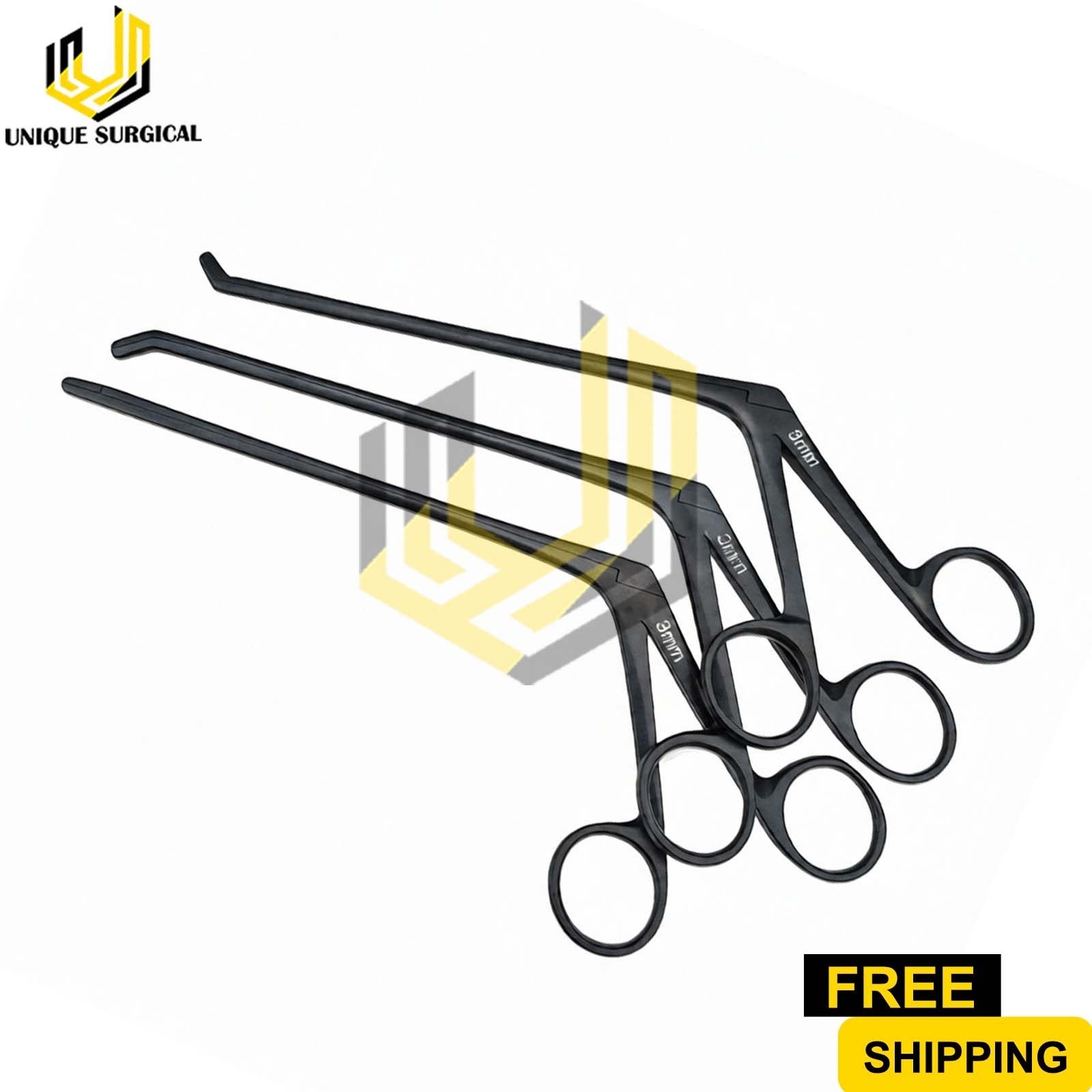 Set of 3 Spine Cushing Pituitary Rongeur 7″ Shaft Laminectomy Discectomy Black