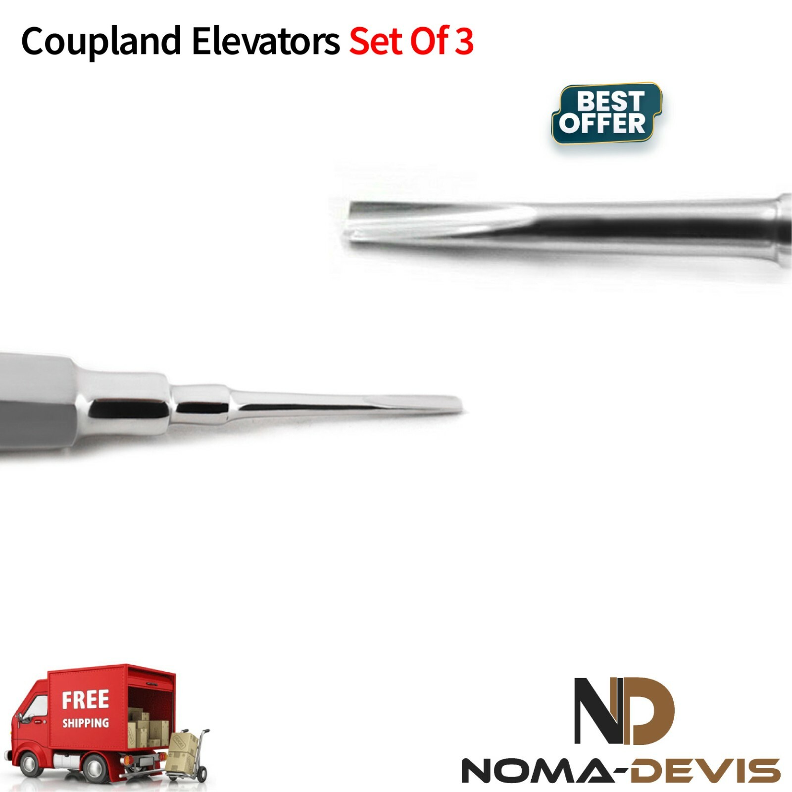 Surgical Coupland Root Elevators Vets Oral Surgery Tooth Extraction Set of 3