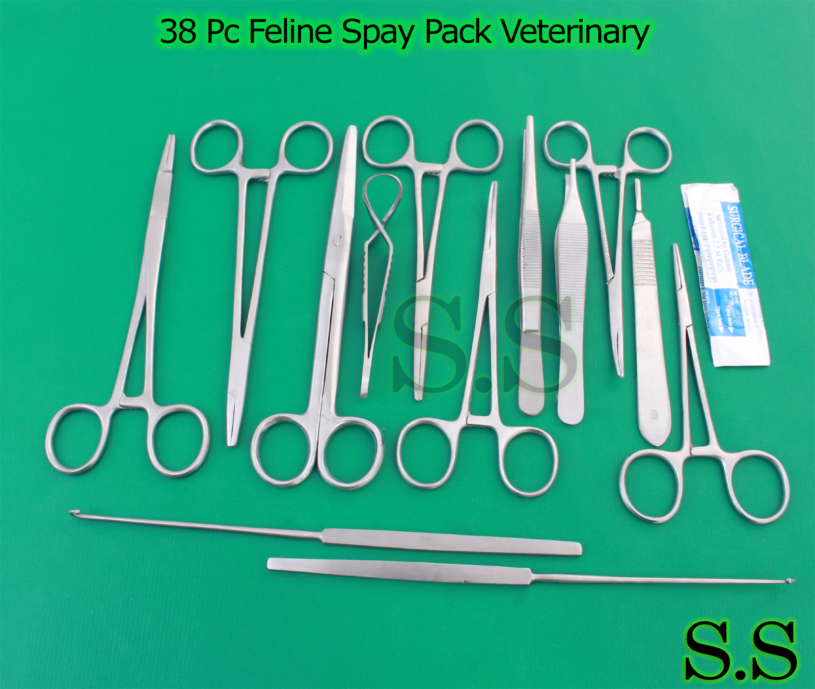 38 PC FELINE SPAY PACK VETERINARY SURGICAL INSTRUMENTS-Premium Grade Set DS-1041